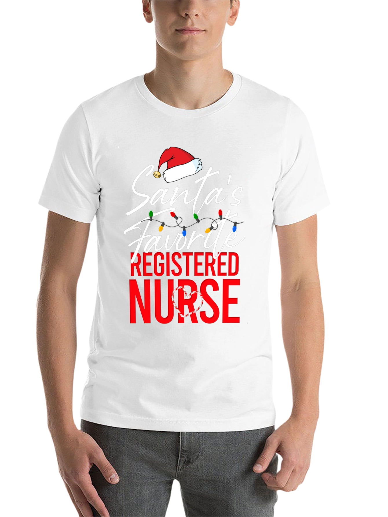 Black Santa's Favorite Nurse T-Shirt Christmas Holiday Registered Nurse view 14
