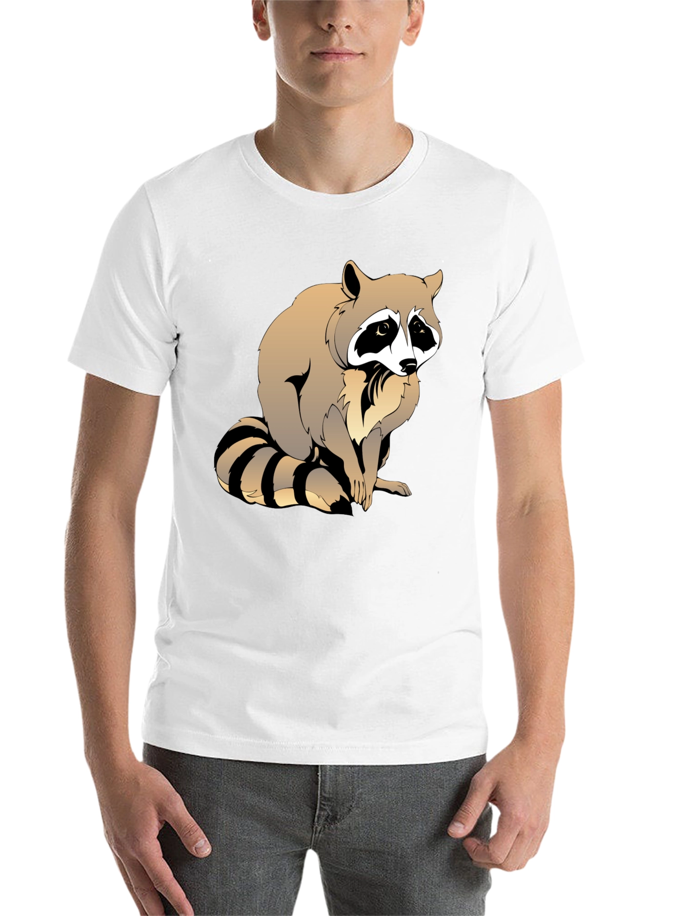 Black Raccoon Graphic T-Shirt - Men's Black Crew Neck Tee view 14