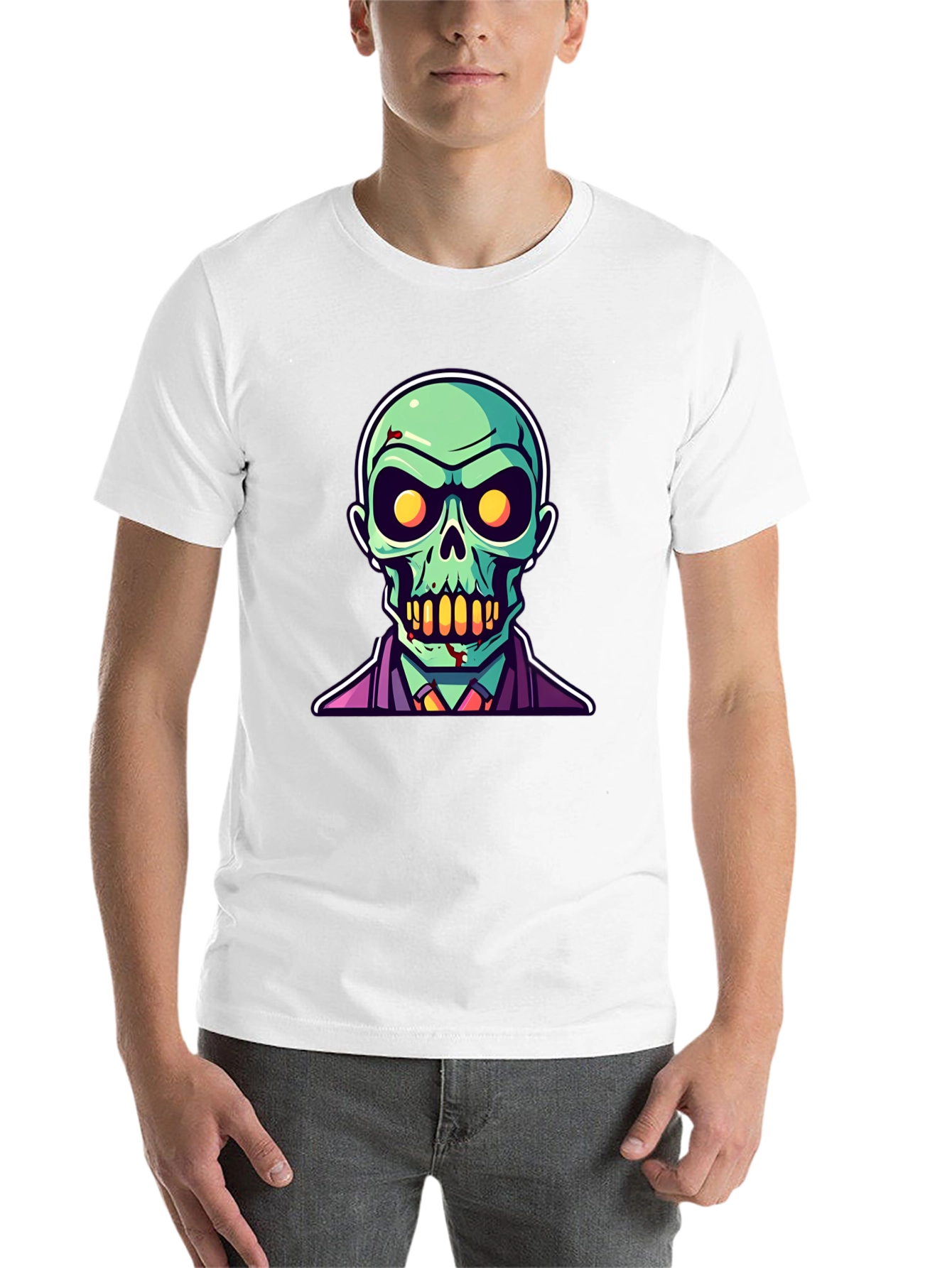Black Zombie Cartoon Graphic Tee - Black Halloween Shirt view 14