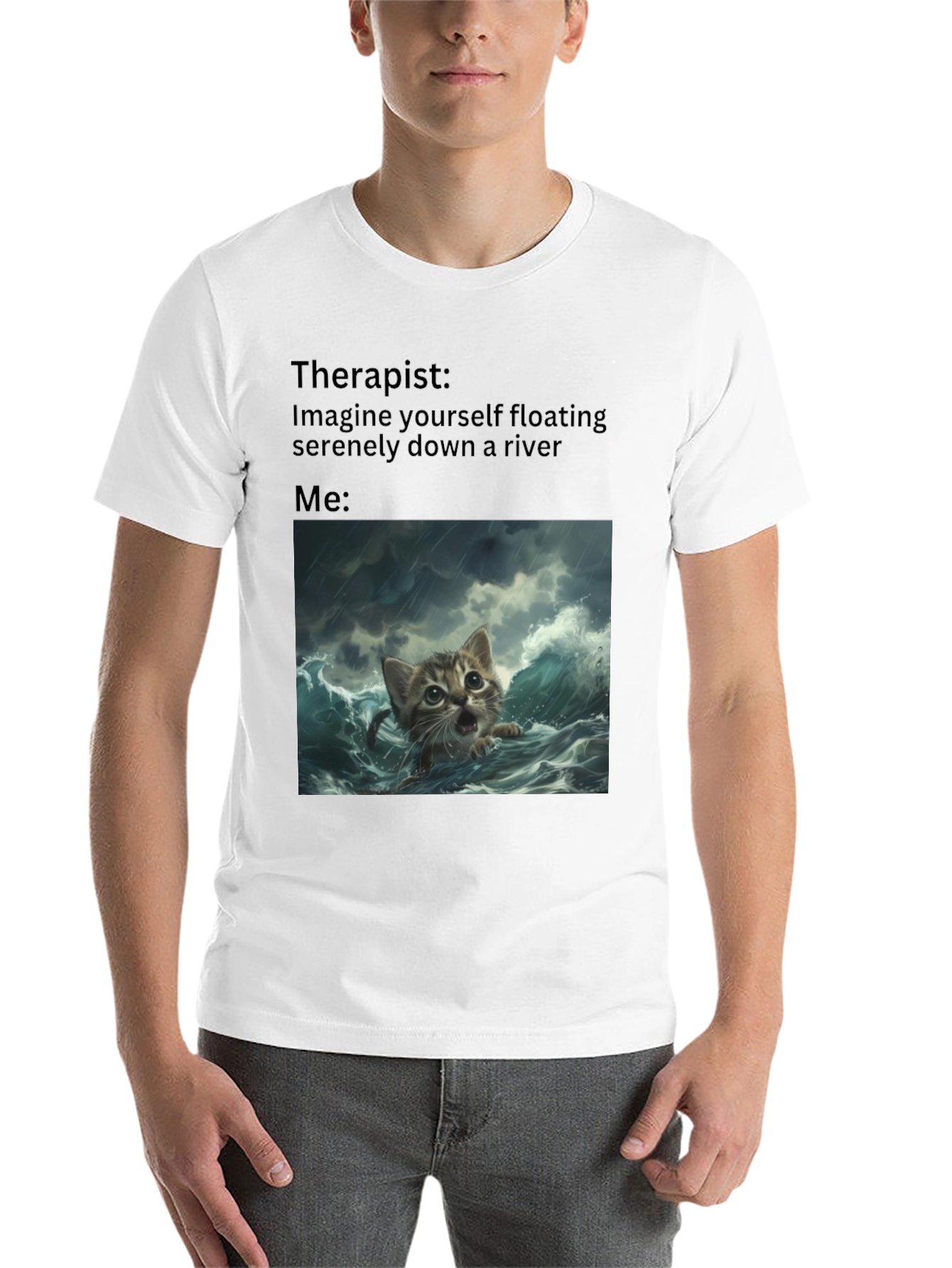 Black Therapist River Cat T-Shirt view 14