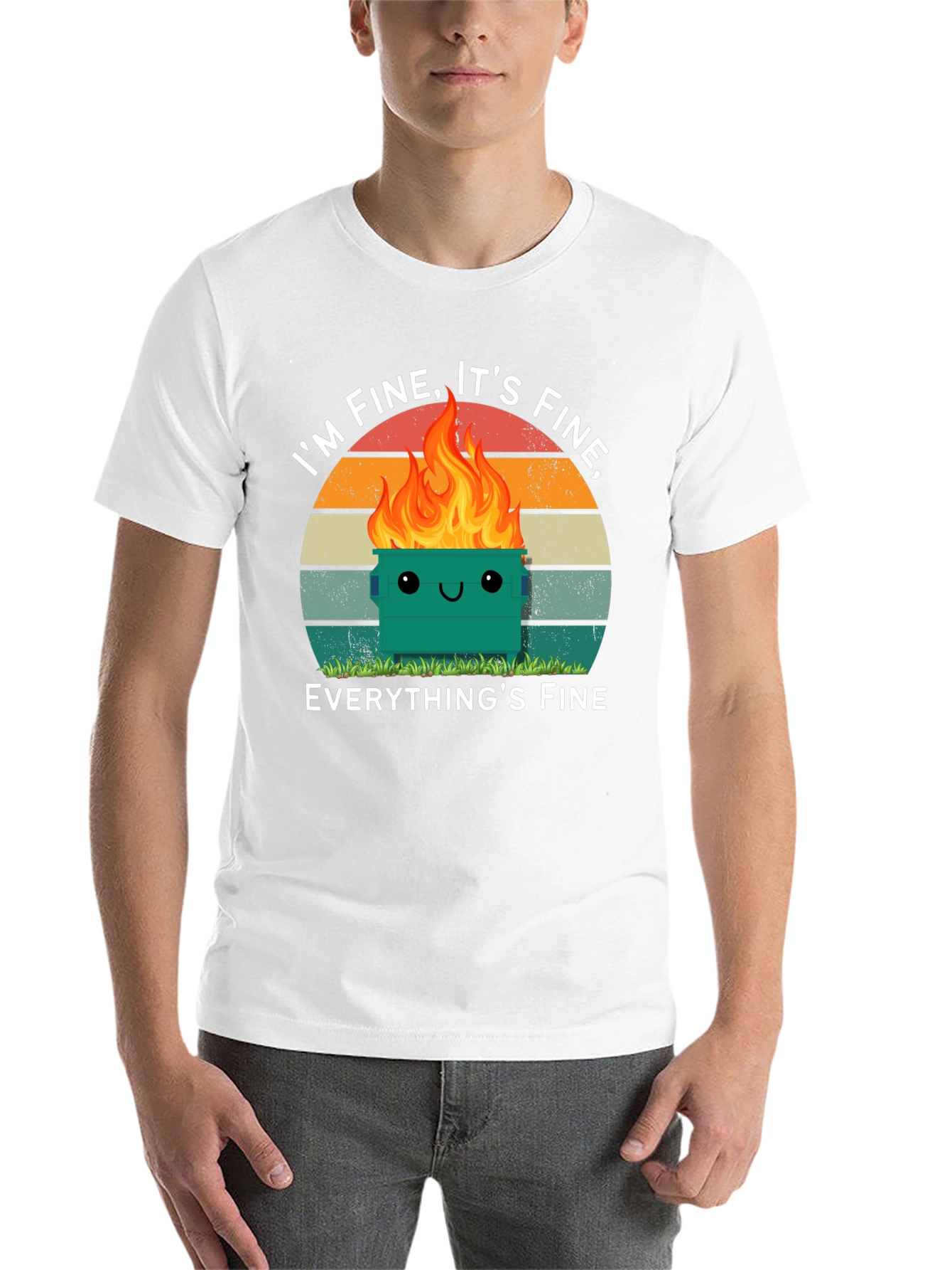 Black I'm Fine Dumpster Fire T-Shirt - Everything's Fine Meme Tee view 14
