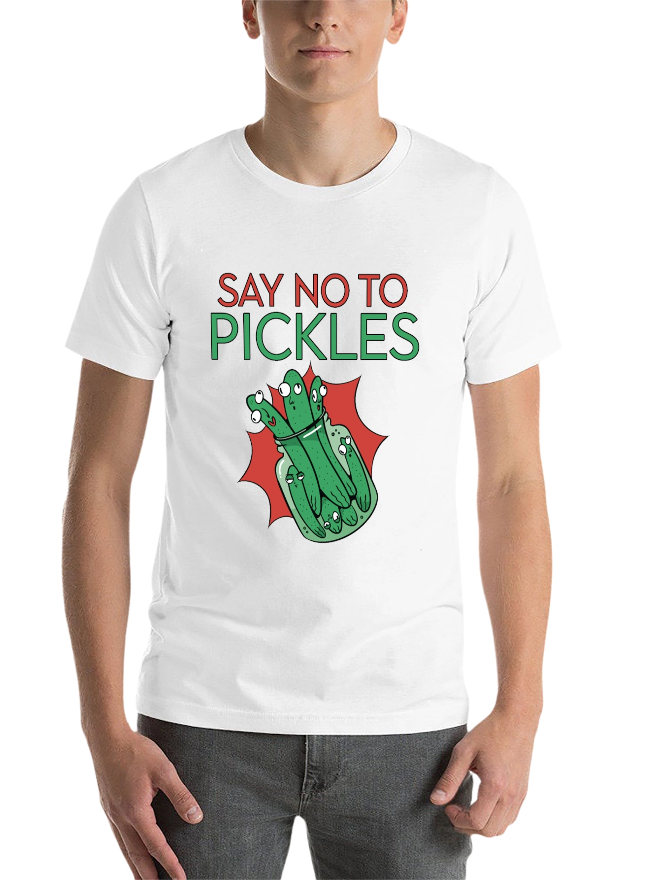 Black Say No to Pickles Funny Graphic T-Shirt view 14