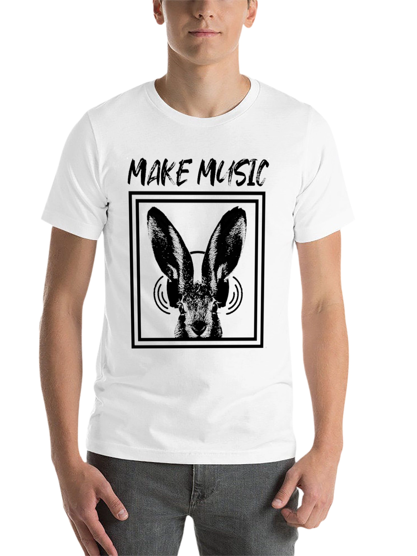 Black Make Music Bunny Graphic Tee - Black view 14