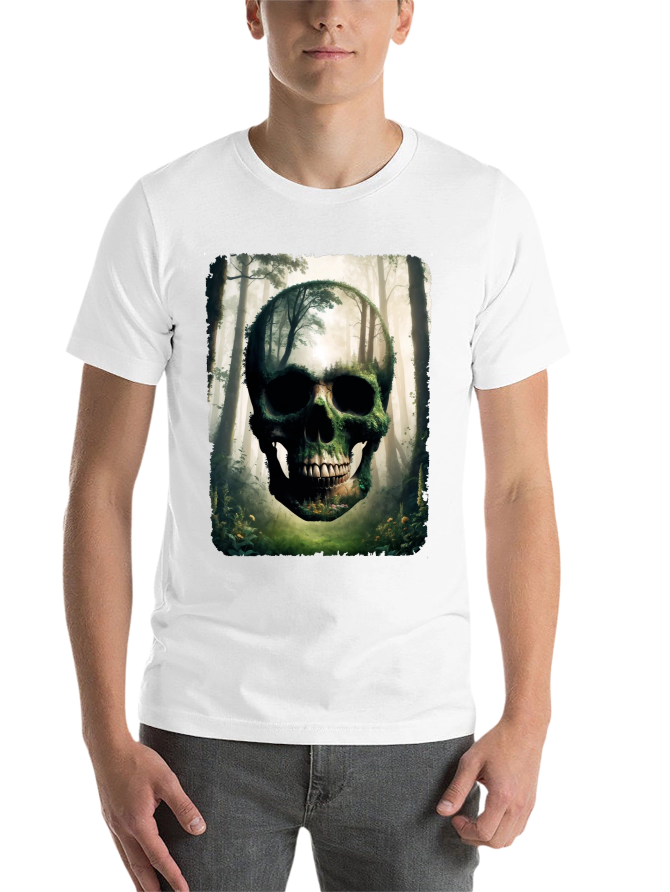 Nature Skull Graphic Tee - Unique Forest Design T-Shirt - 14