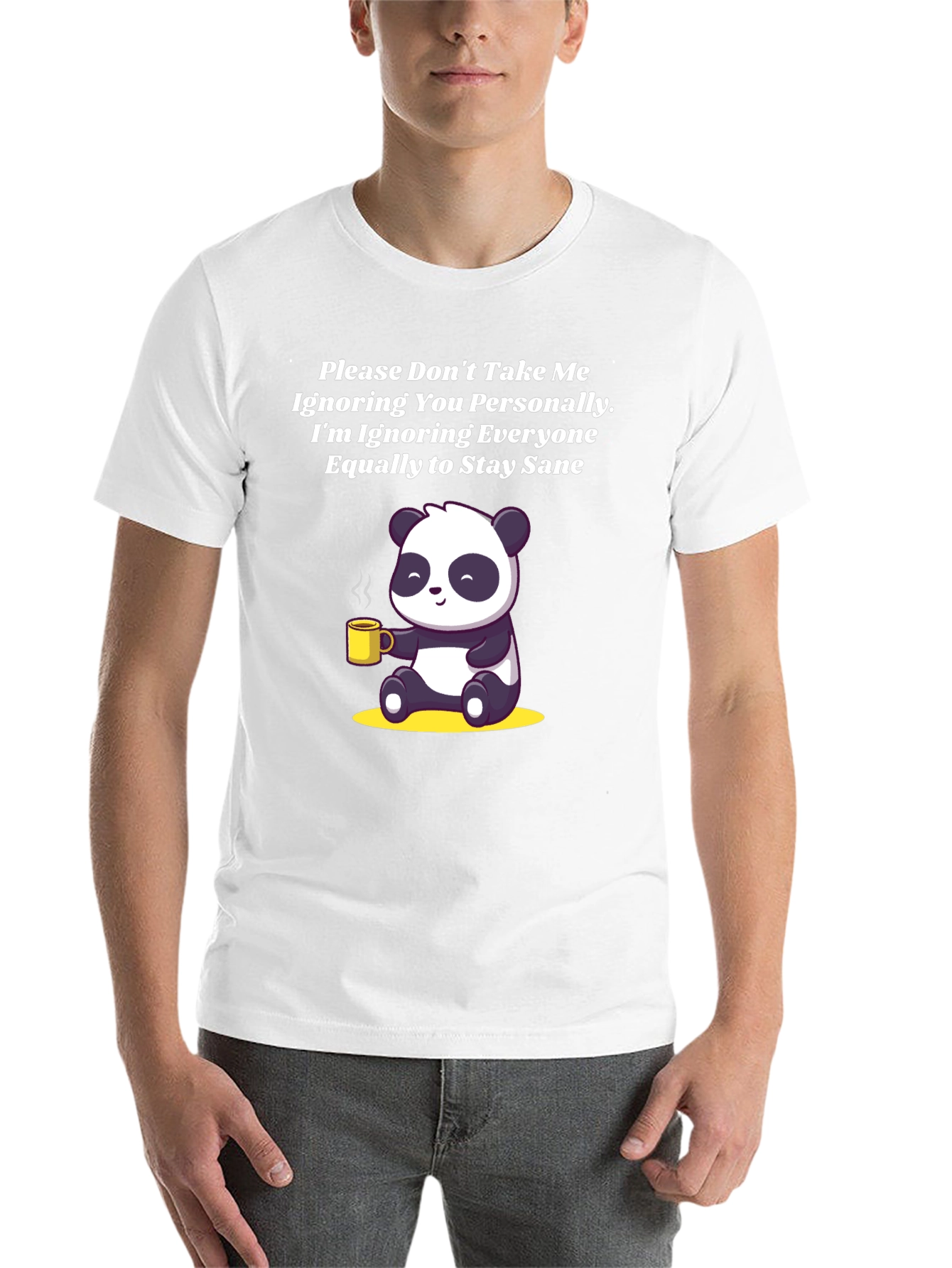 Black Sarcastic Panda T-Shirt: Ignoring Everyone to Stay Sane! view 14