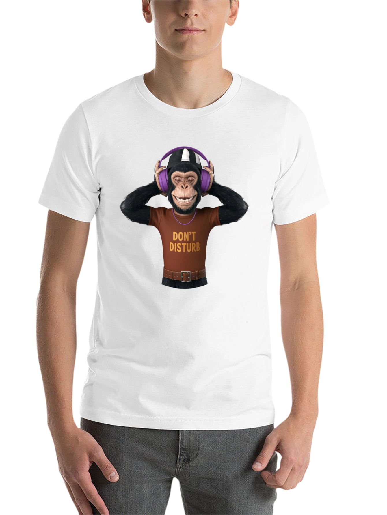 Black Funny Monkey Graphic T-Shirt - Don't Disturb view 14