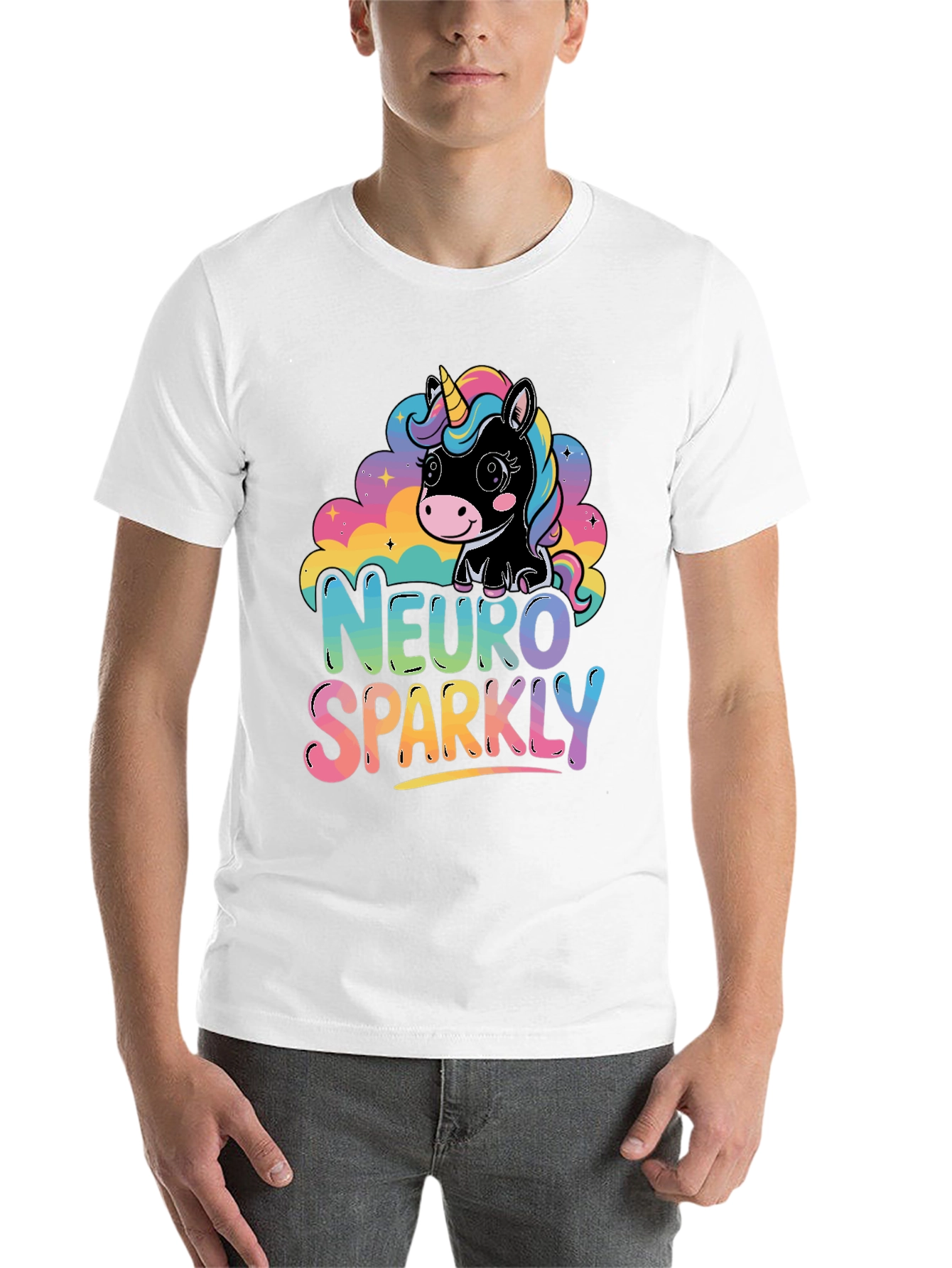 Black Neuro Sparkly Unicorn Graphic Tee view 14