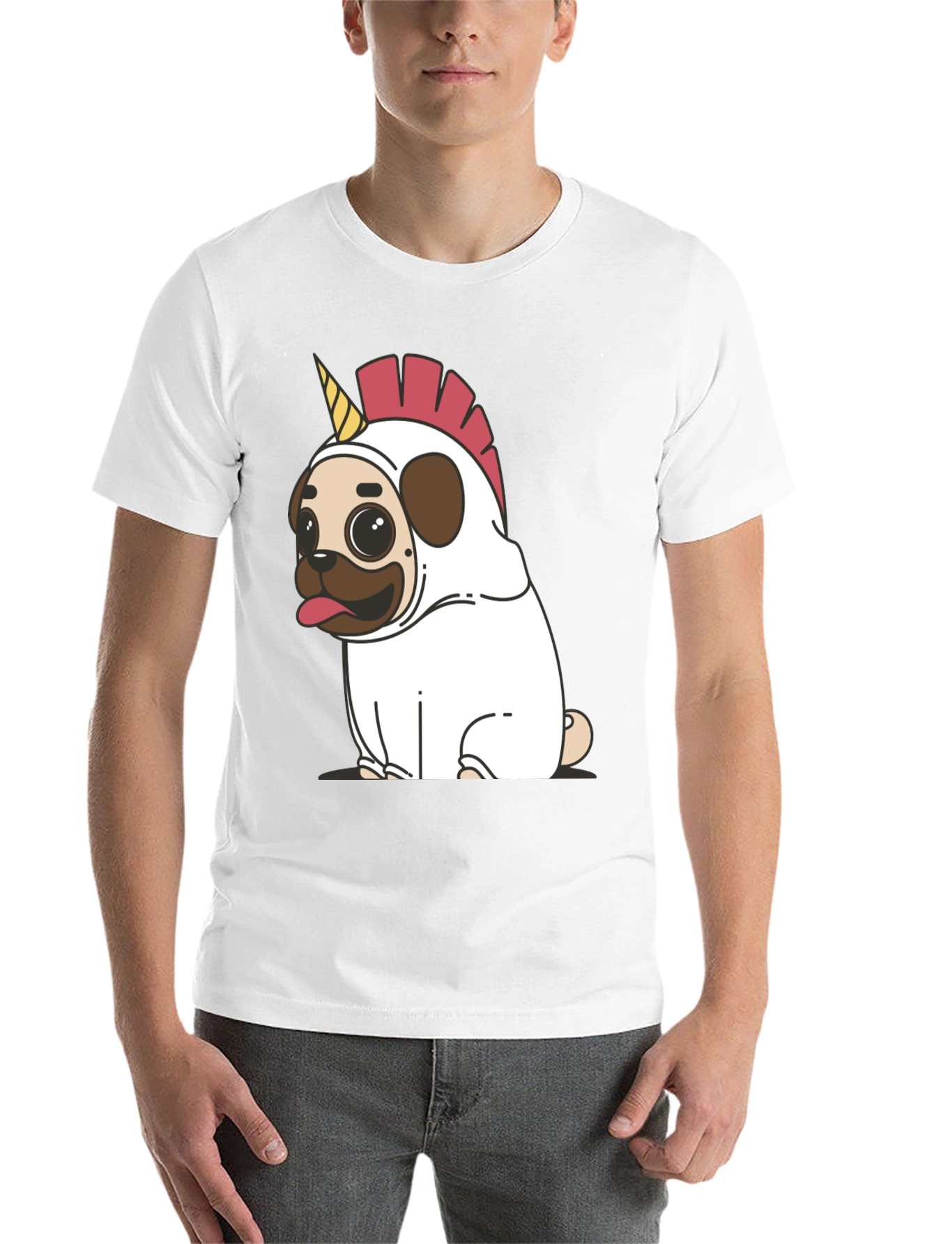 Black Unicorn Pug Black T-Shirt - Quirky & Fun! view 14