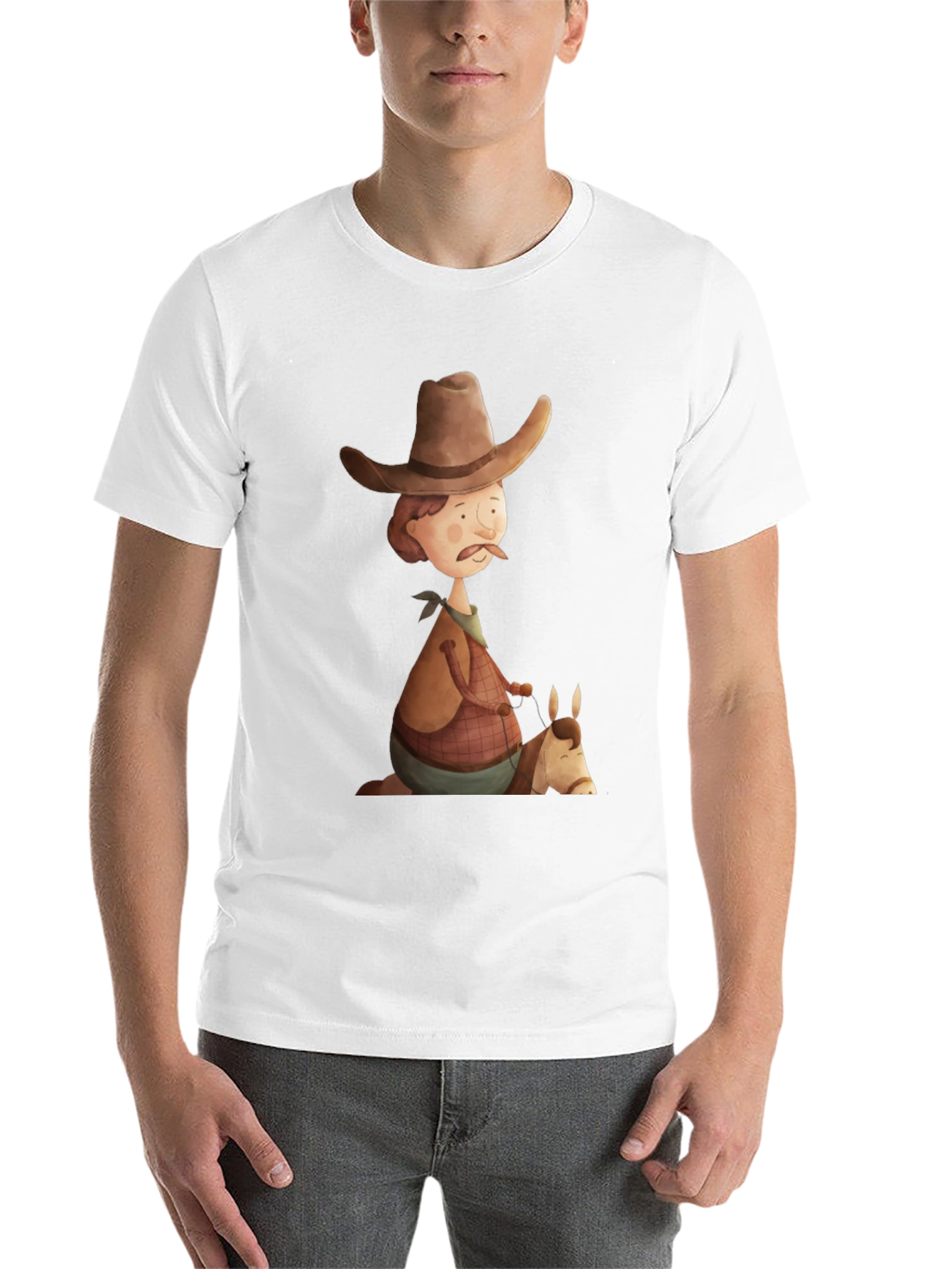 Black Cartoon Cowboy Graphic Tee - Unique Design! view 14