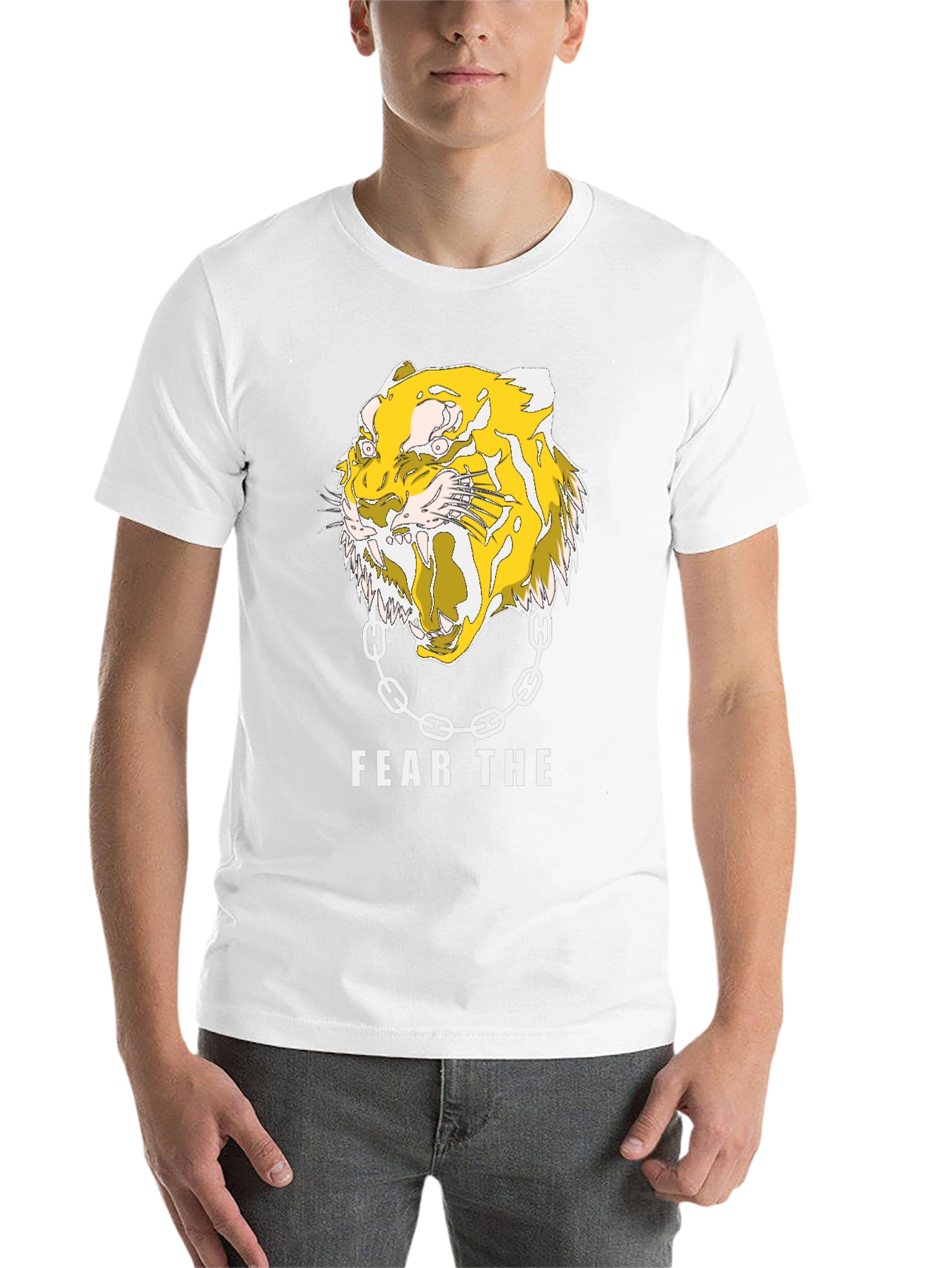 Black Fear the Tiger Graphic Print Black T-Shirt view 14