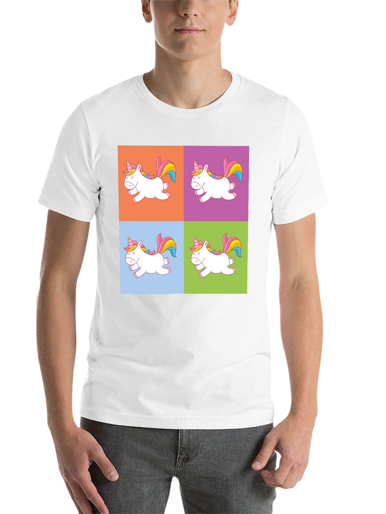 Black Unicorn Pop Art Graphic Print Black T-Shirt view 14