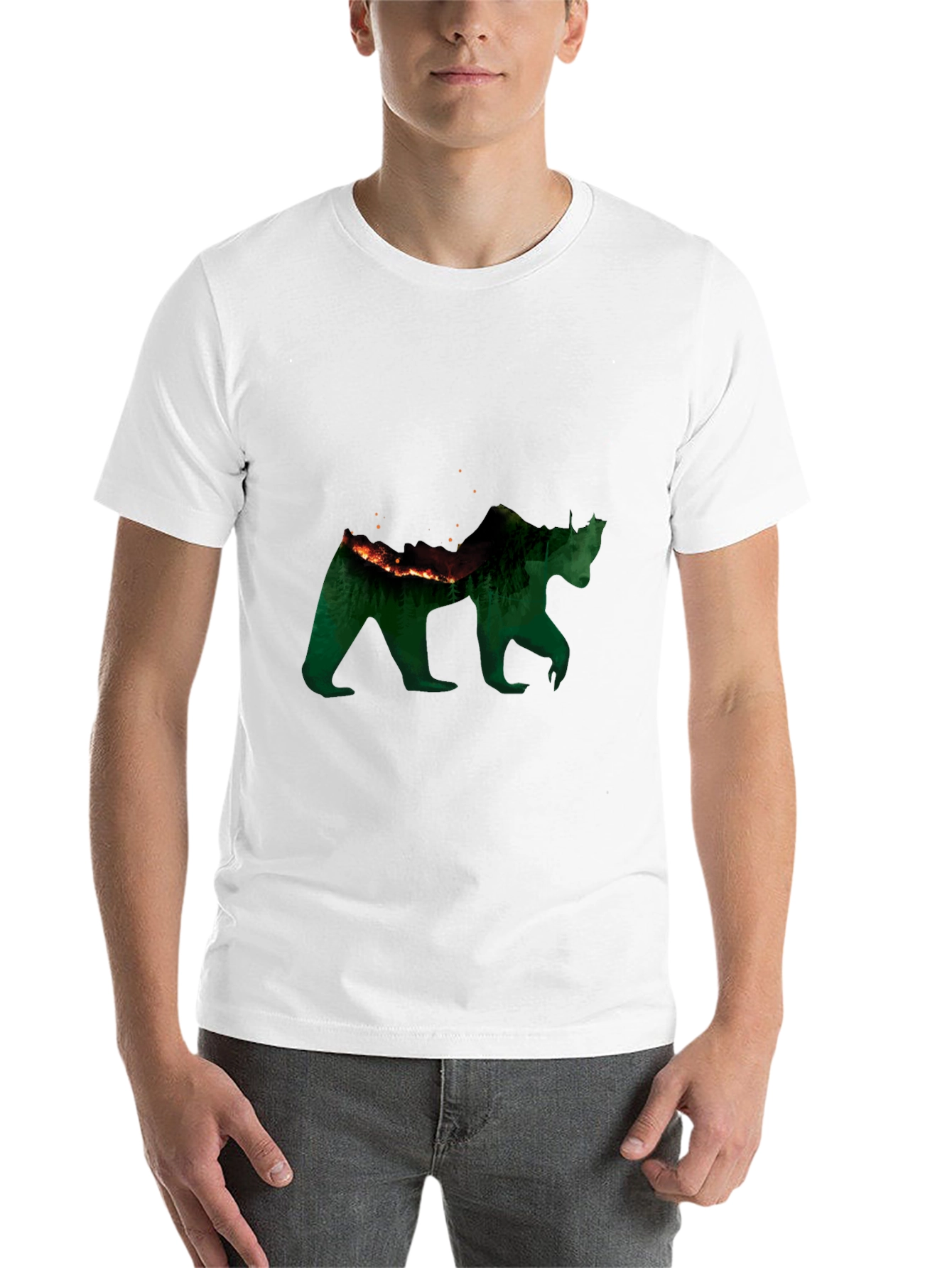 Black Nature Bear Graphic Tee - Black Crewneck view 14
