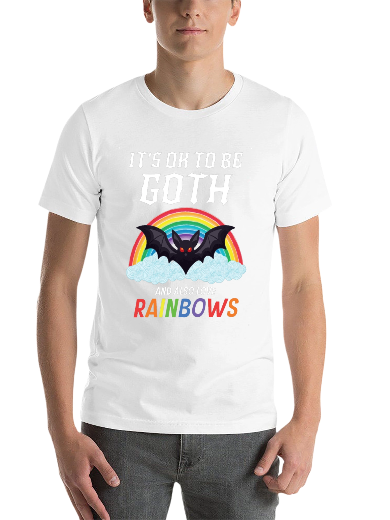Black Goth & Rainbows Graphic T-Shirt - Soft Cotton Tee view 14