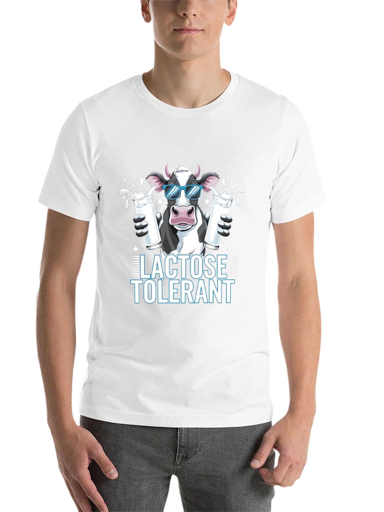 Black Lactose Tolerant Cow Graphic Tee view 14