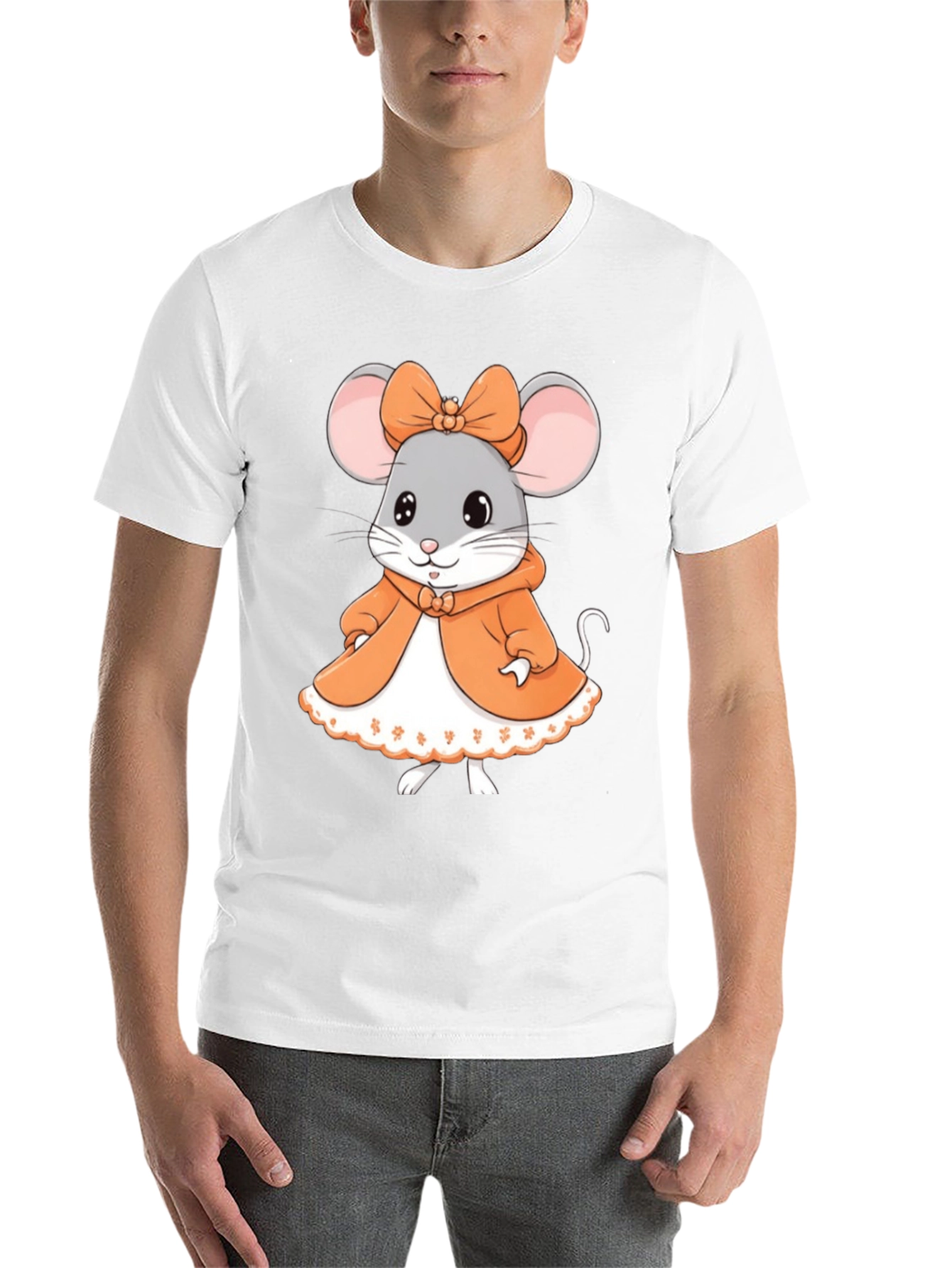 Black Cute Mouse Graphic Tee - Black Unisex T-Shirt view 14