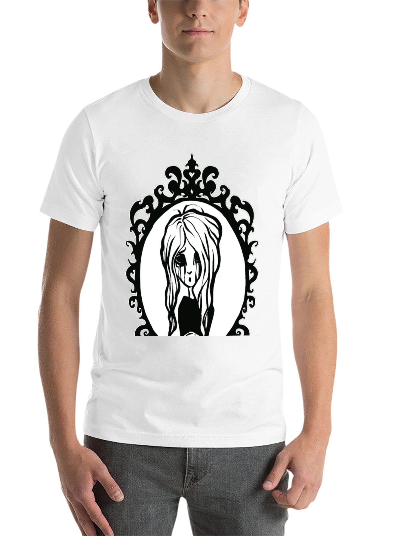 Black Gothic Girl Portrait Black Tee view 14