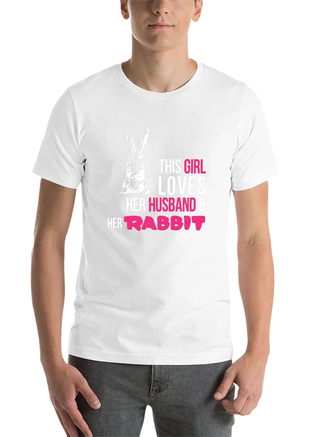 Black Girl Loves Husband and Rabbit T-Shirt view 14