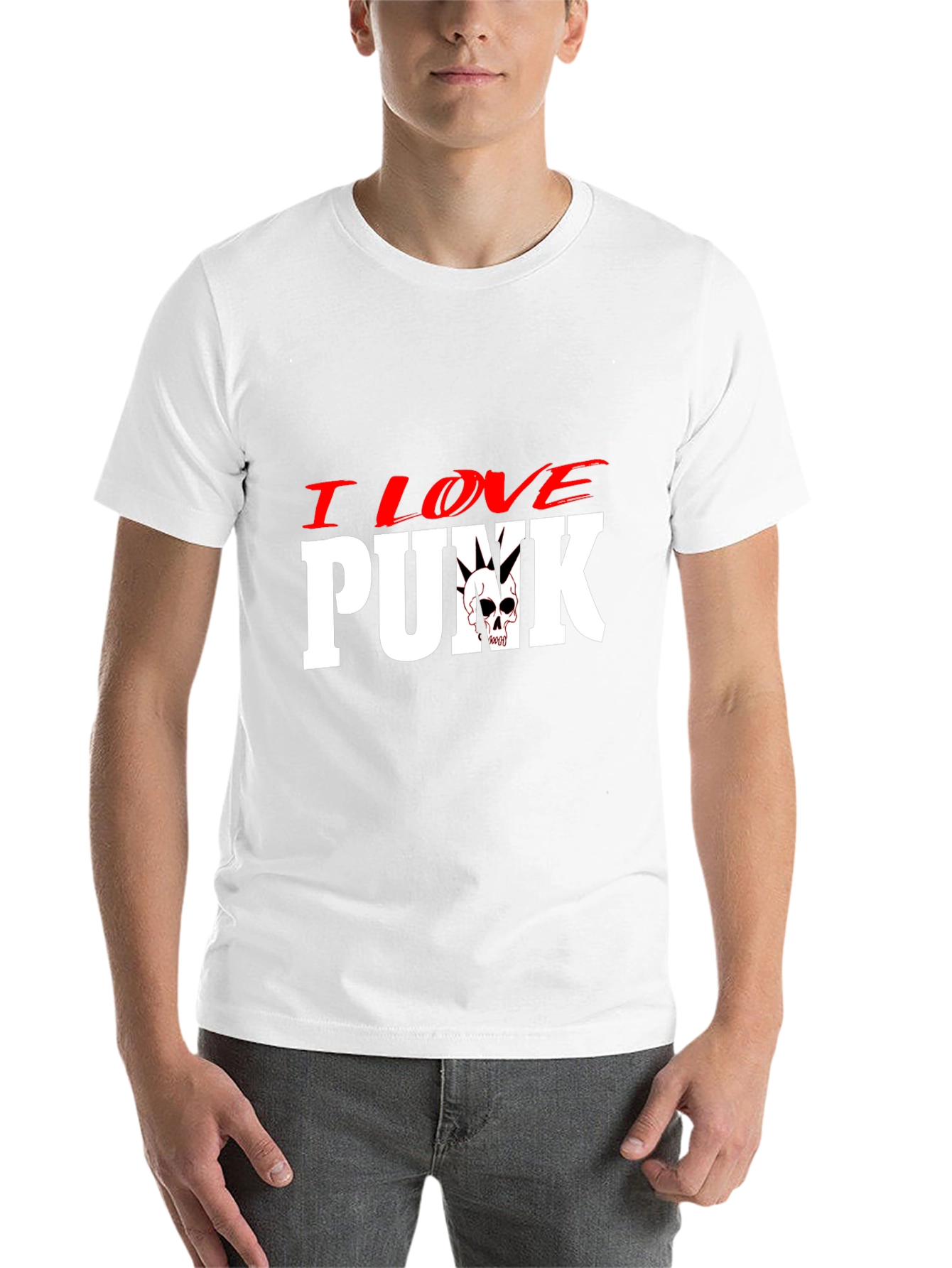 Black I Love Punk T-Shirt - Skull Design view 14