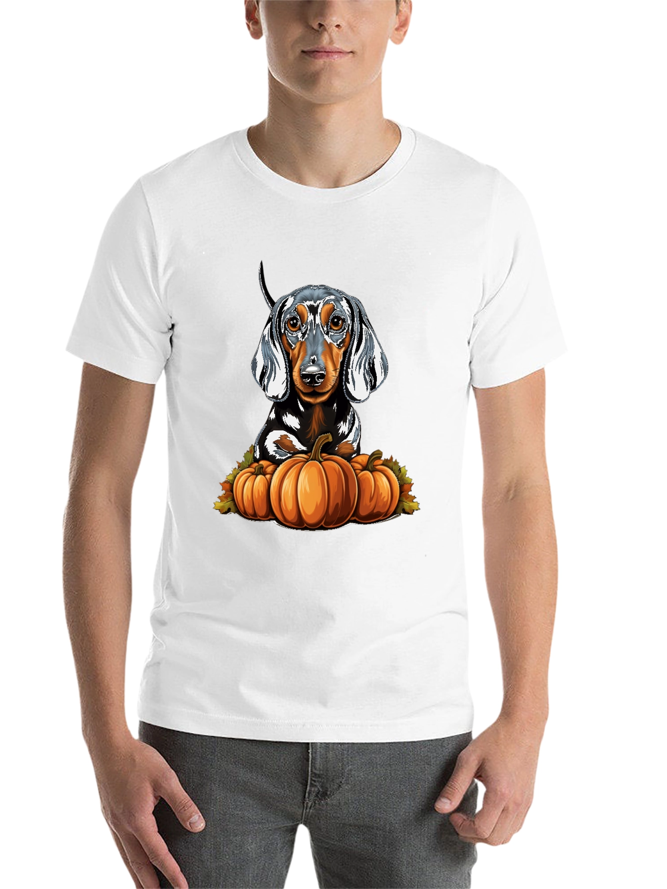 Black Dachshund & Pumpkins Graphic Tee view 14