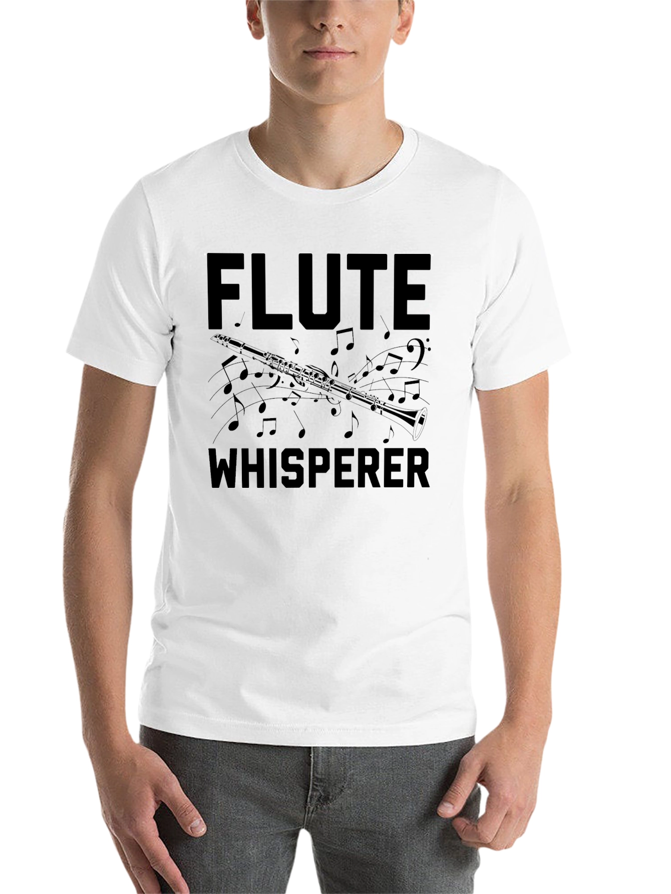 Black Flute Whisperer Black T-Shirt - Music Lover Tee view 14
