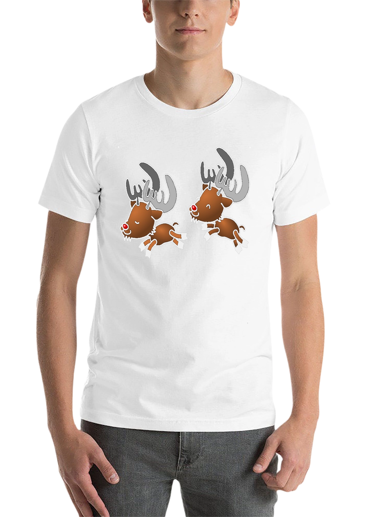 Black Cartoon Reindeer Graphic Tee view 14