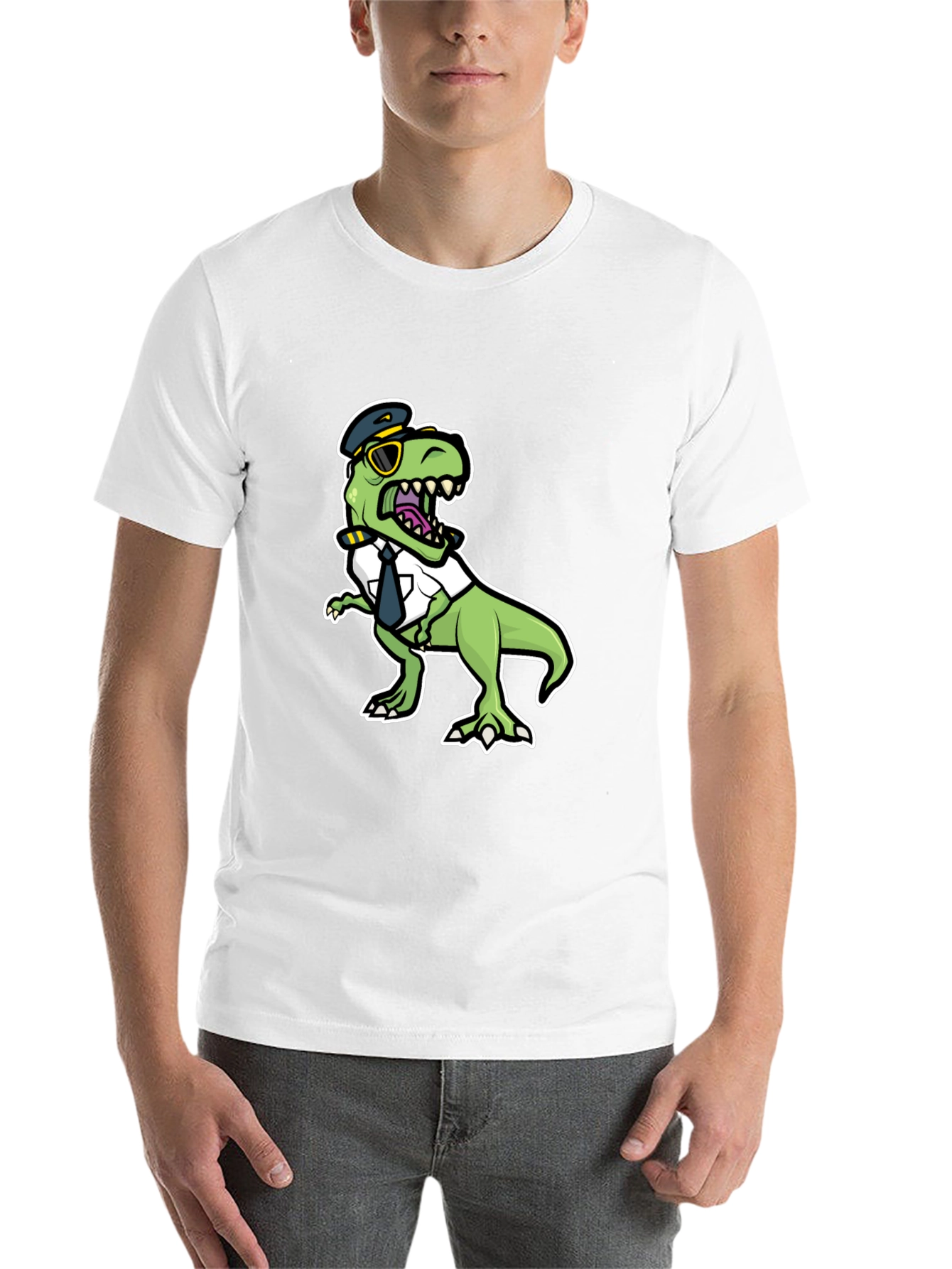 Black Pilot Dino T-Shirt - Funny Trex Aviation Tee view 14