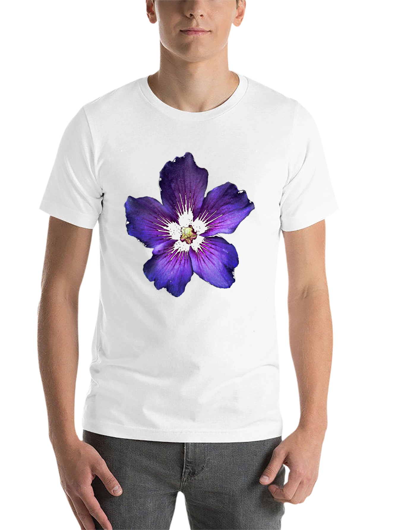 Black Floral Graphic Tee - Purple Flower Design, Casual Wear view 14