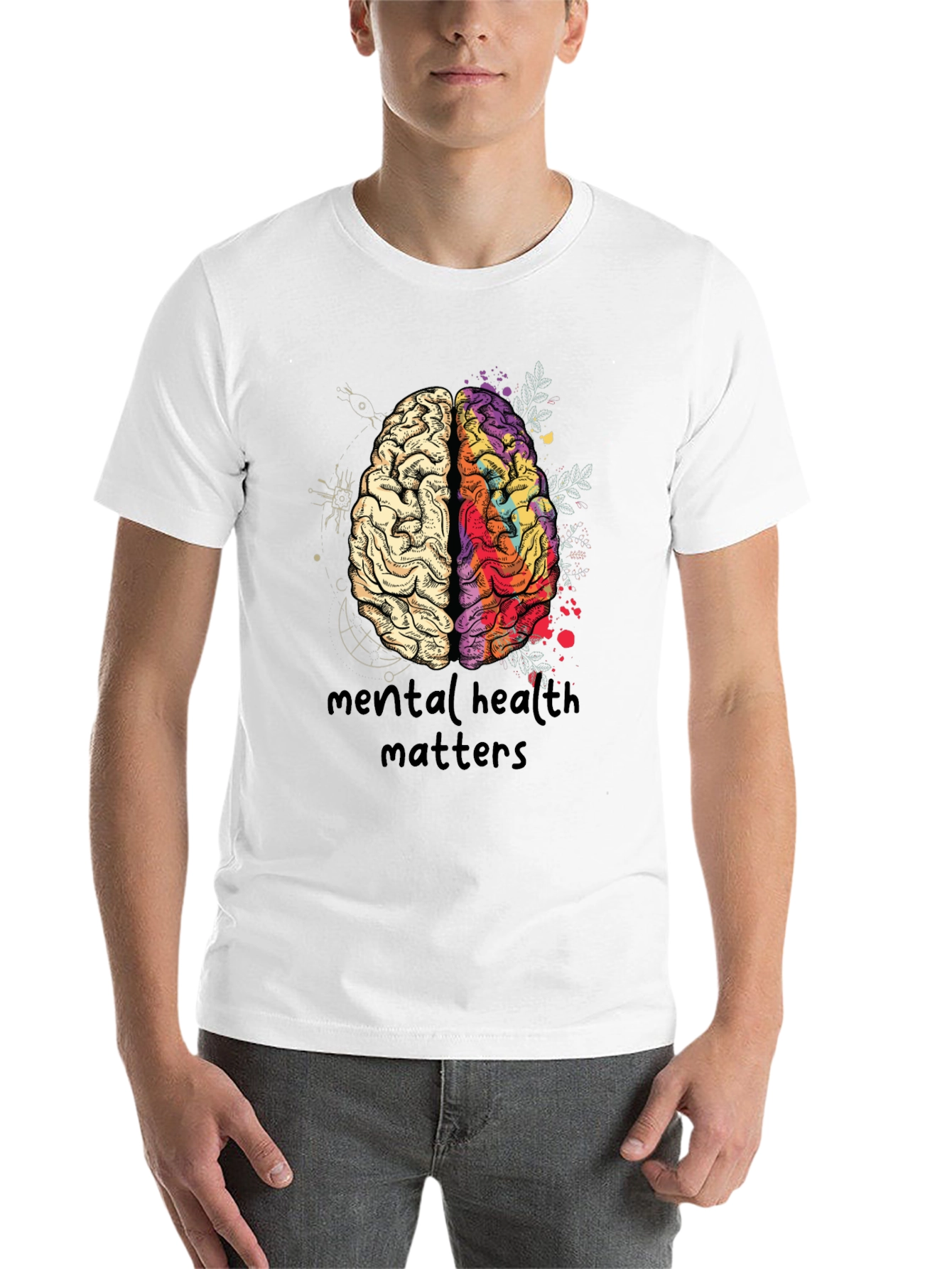 Black Mental Health Matters Brain Graphic T-Shirt view 14