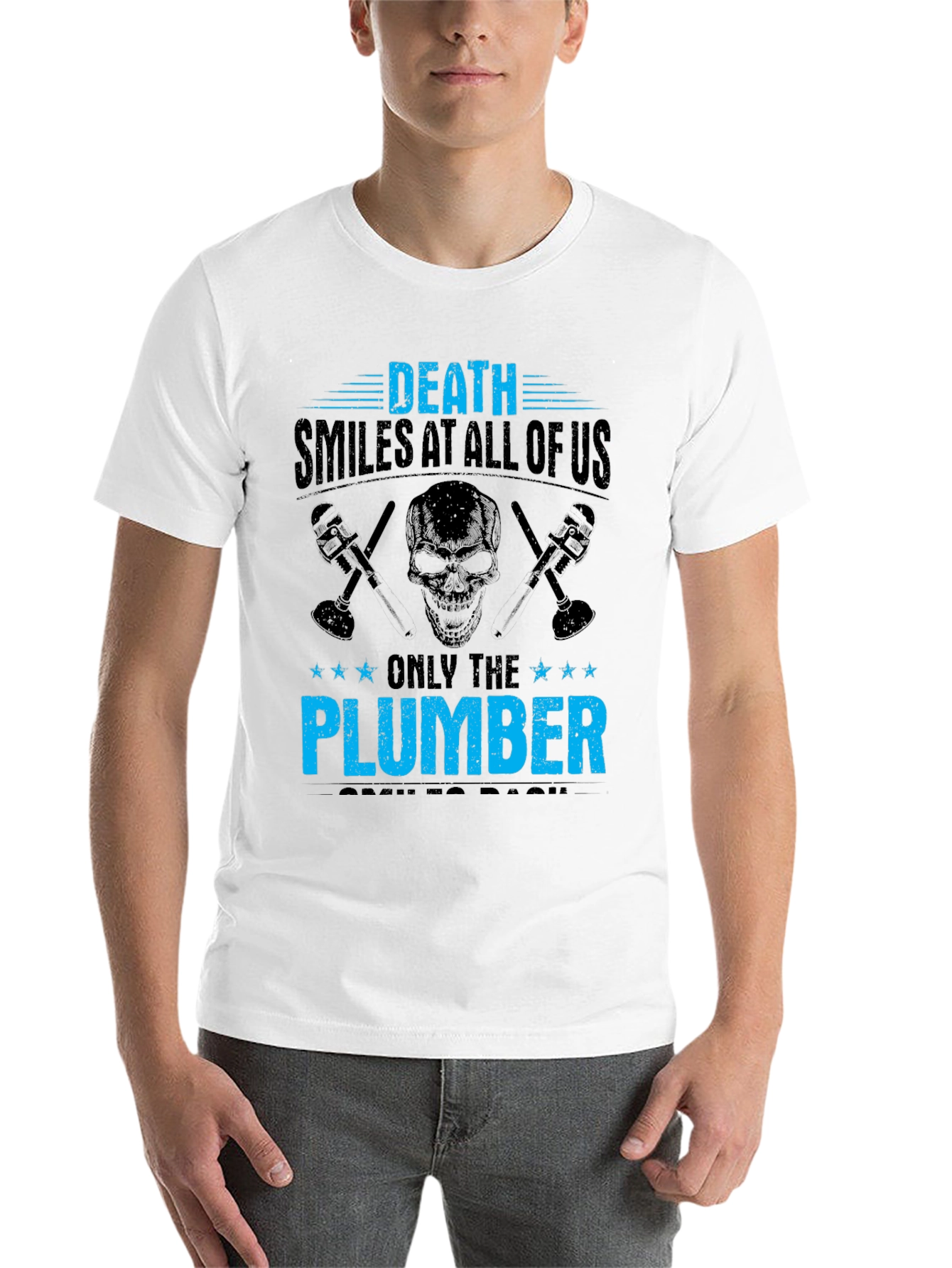 Black Death Smiles At All Of Us Plumber T-Shirt view 14