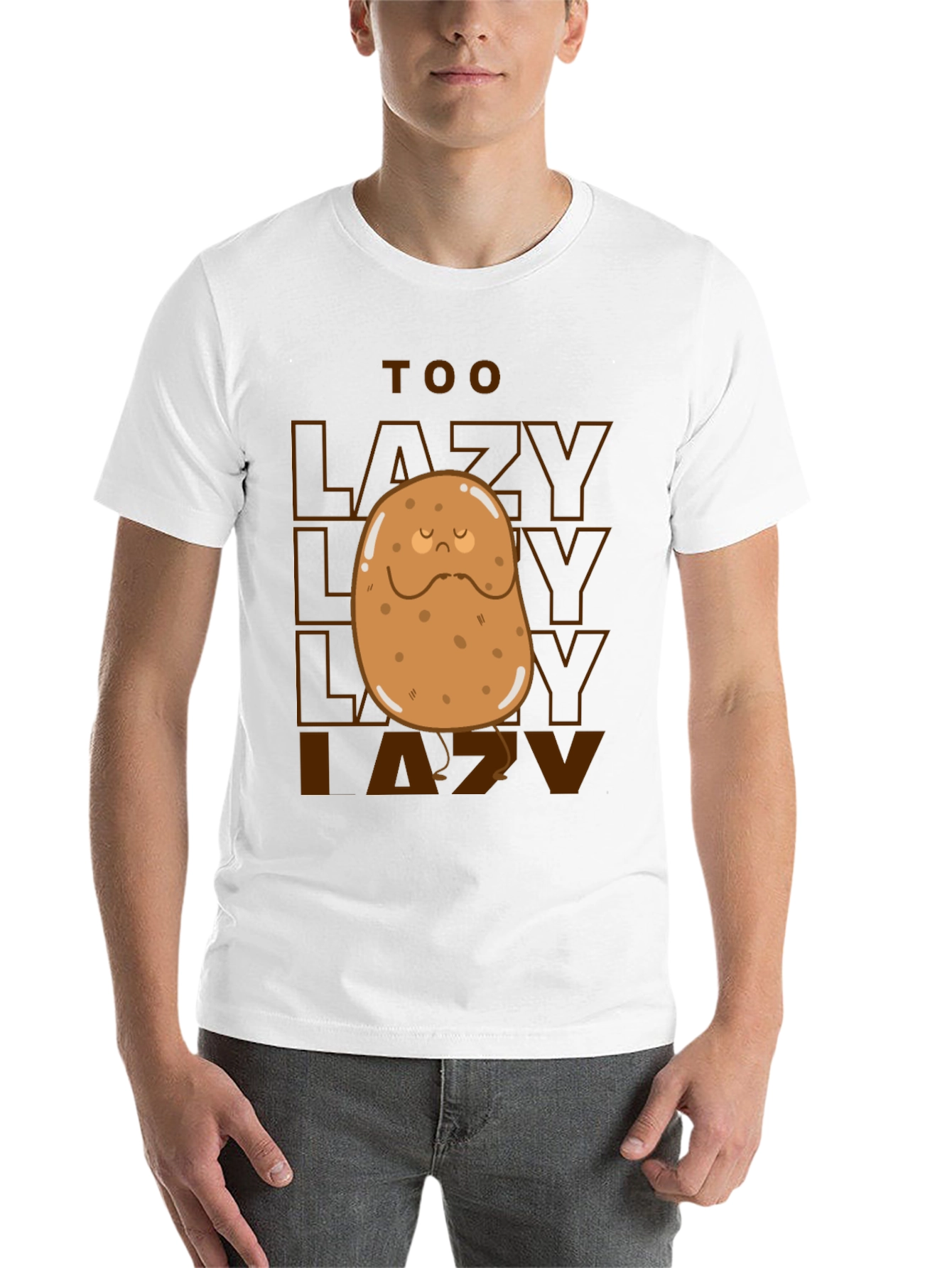 Black Too Lazy Potato Graphic Tee - Funny Unisex T-Shirt view 14