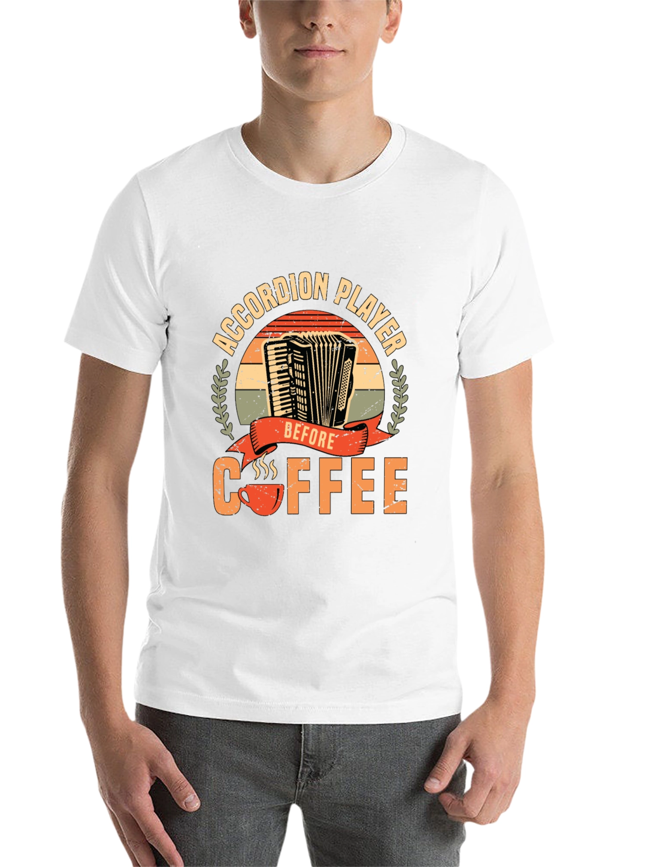 Black Accordion Player Before Coffee T-Shirt view 14
