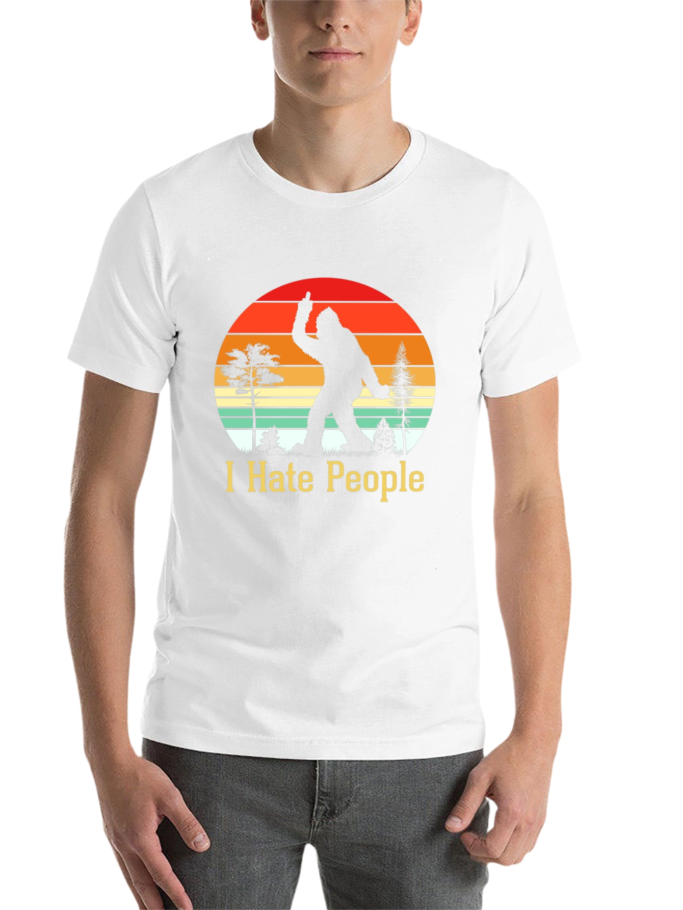 Black I Hate People Bigfoot T-Shirt Funny Sasquatch Tee view 14