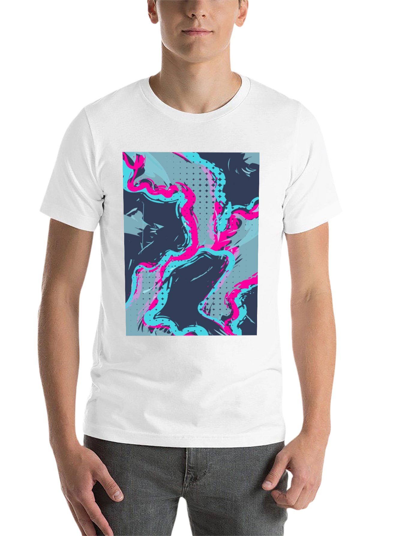 Black Abstract Graphic Print Men's Black Tee view 14