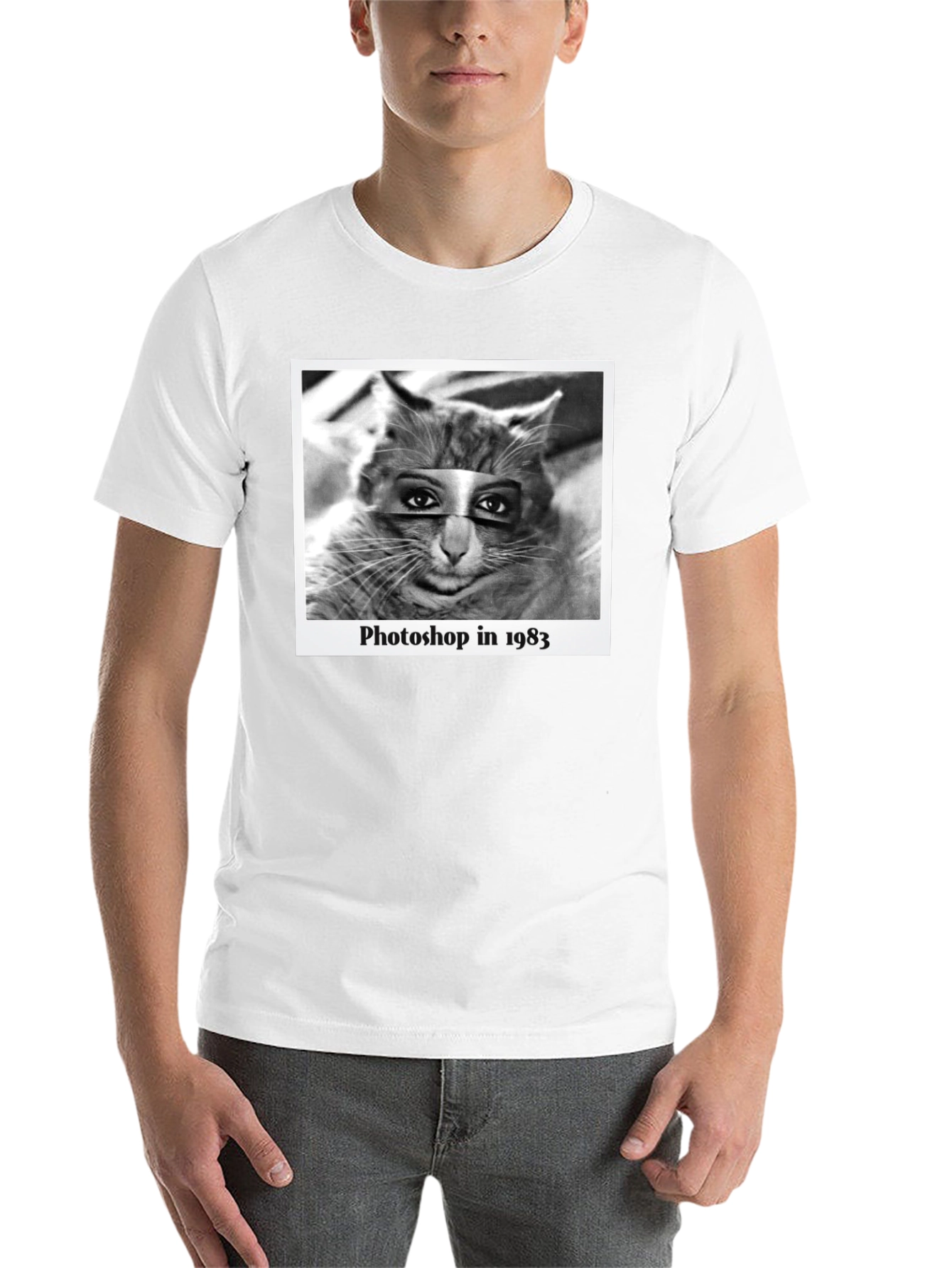 Black Retro Cat Photoshop T-Shirt view 14