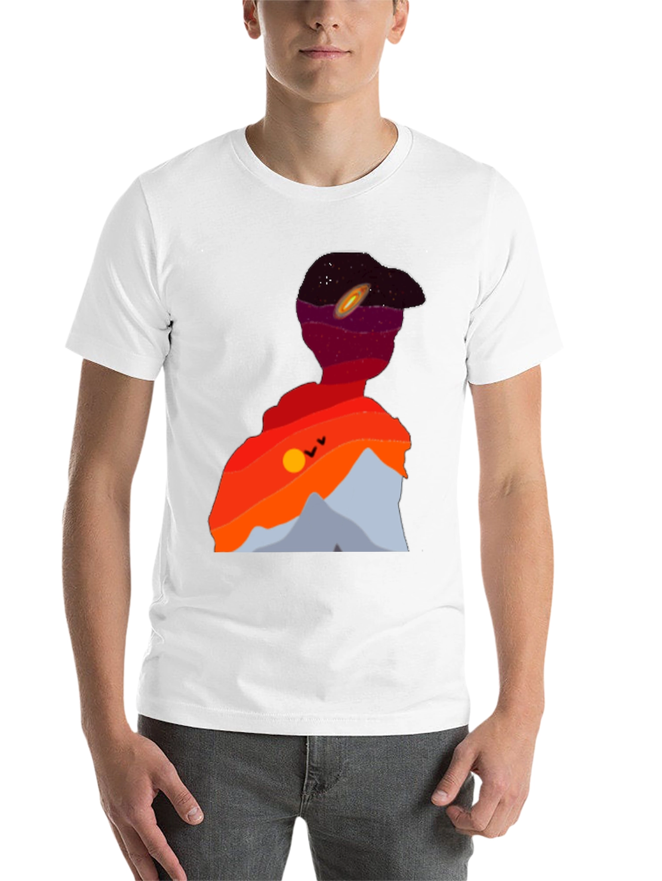 Black Cosmic Landscape Silhouette Graphic Tee - Black view 14