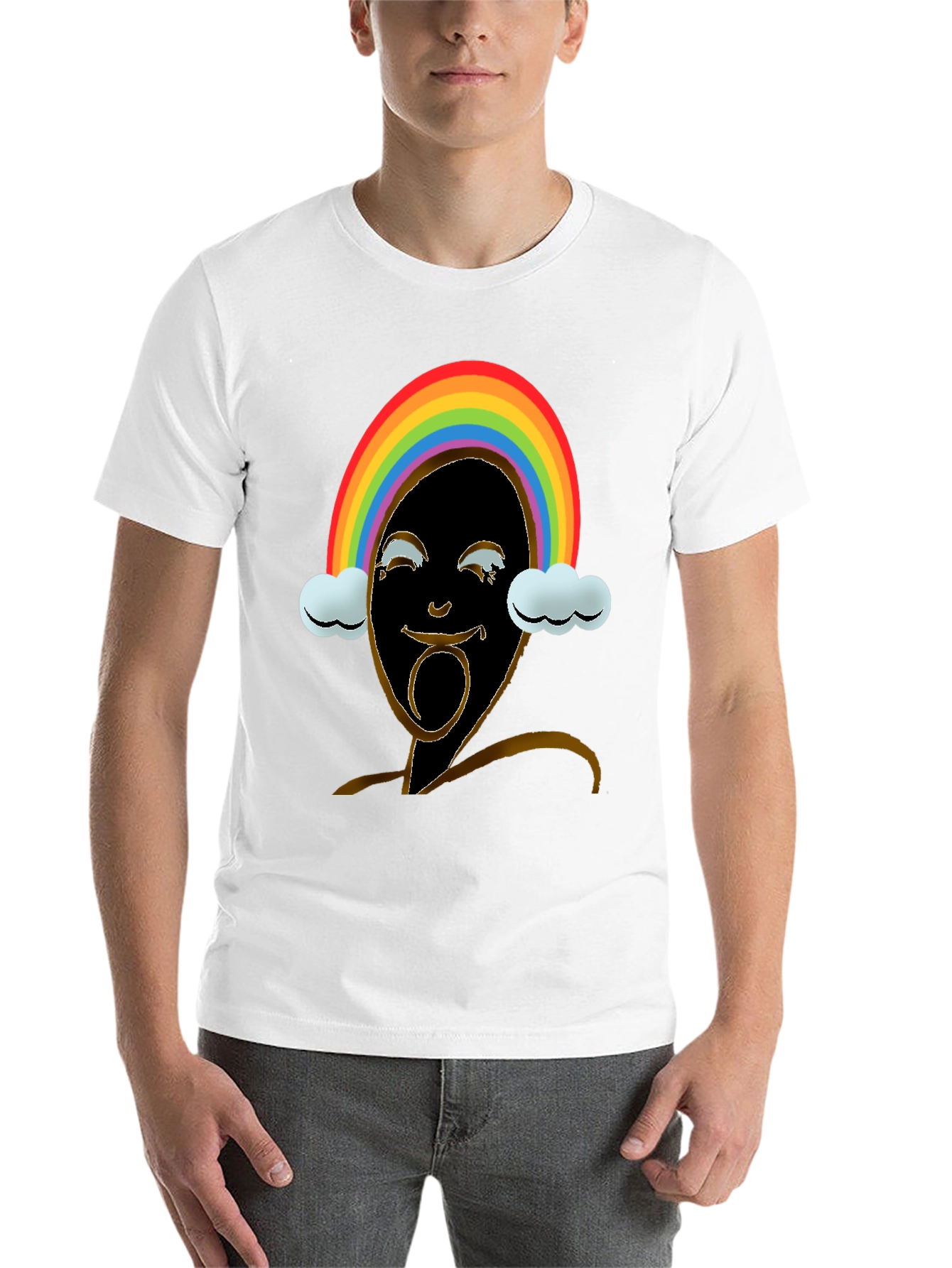 Black Rainbow Face Graphic Tee - Black view 14