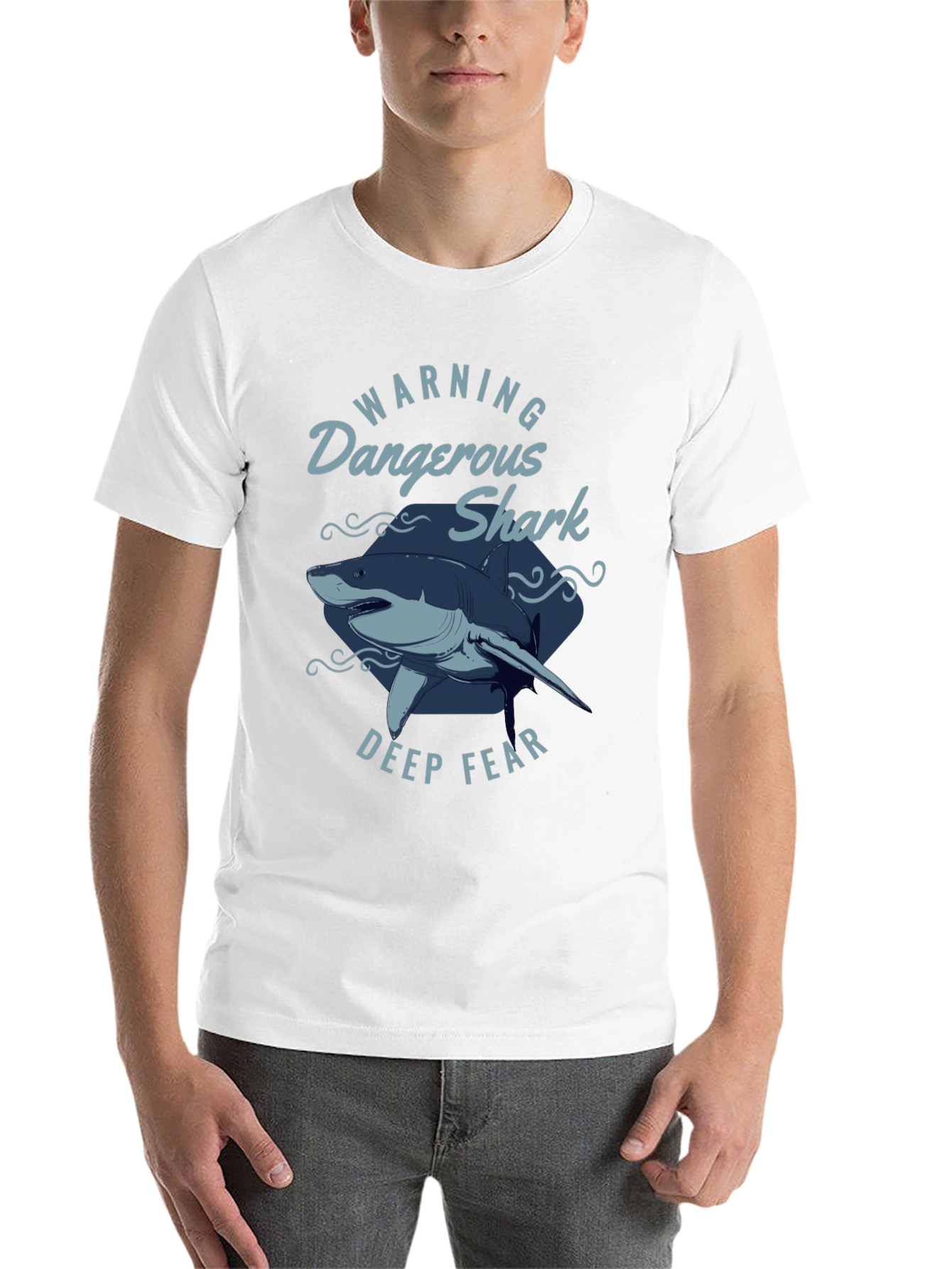 Black Dangerous Shark Graphic Print Black T-Shirt view 14