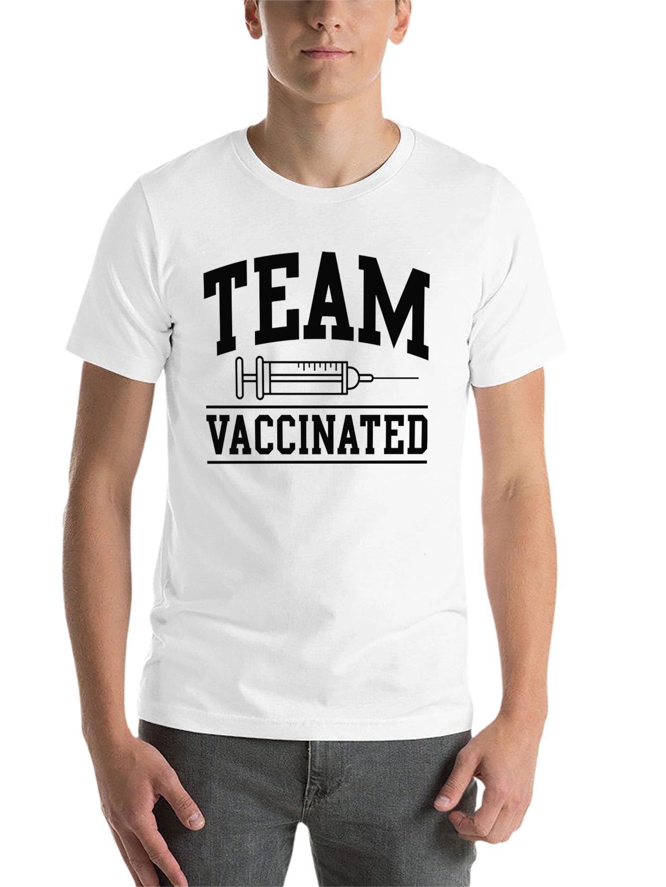 Black Team Vaccinated Graphic T-Shirt view 14
