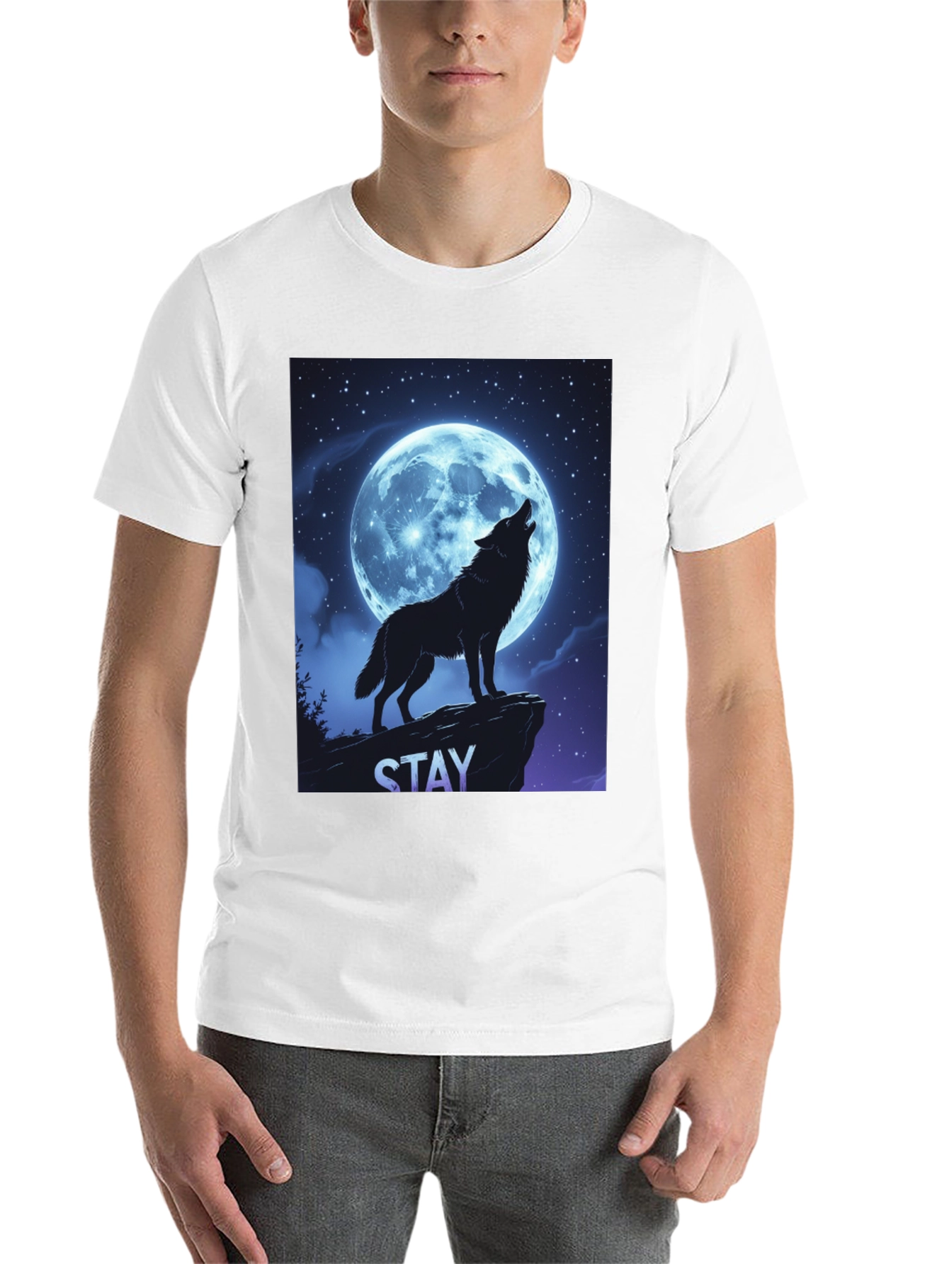 Black Wolf Howling Moon T-Shirt - Stay Wild Graphic Tee view 14