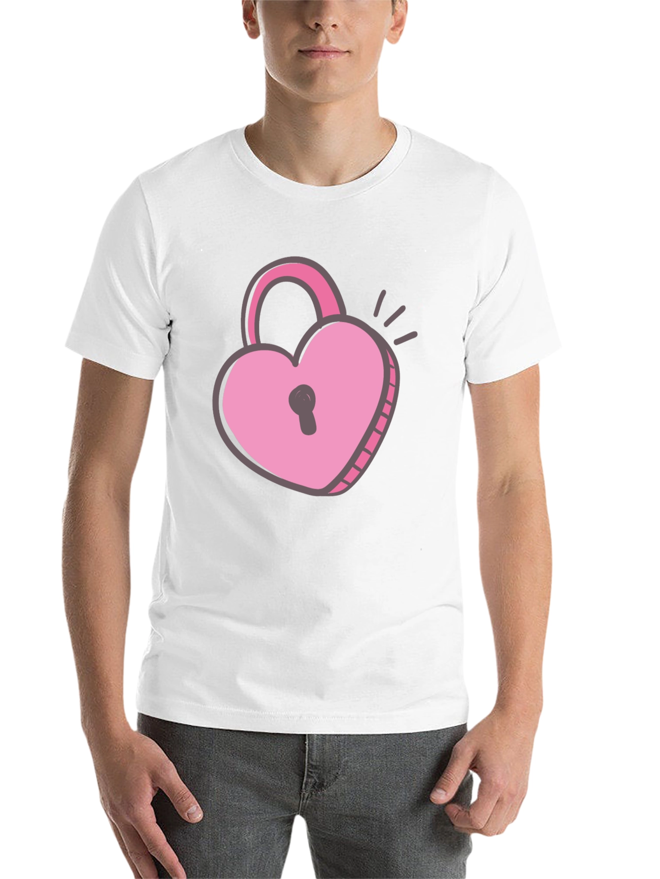 Black Heart Lock T-Shirt - Black Cotton Valentine's Day Tee view 14