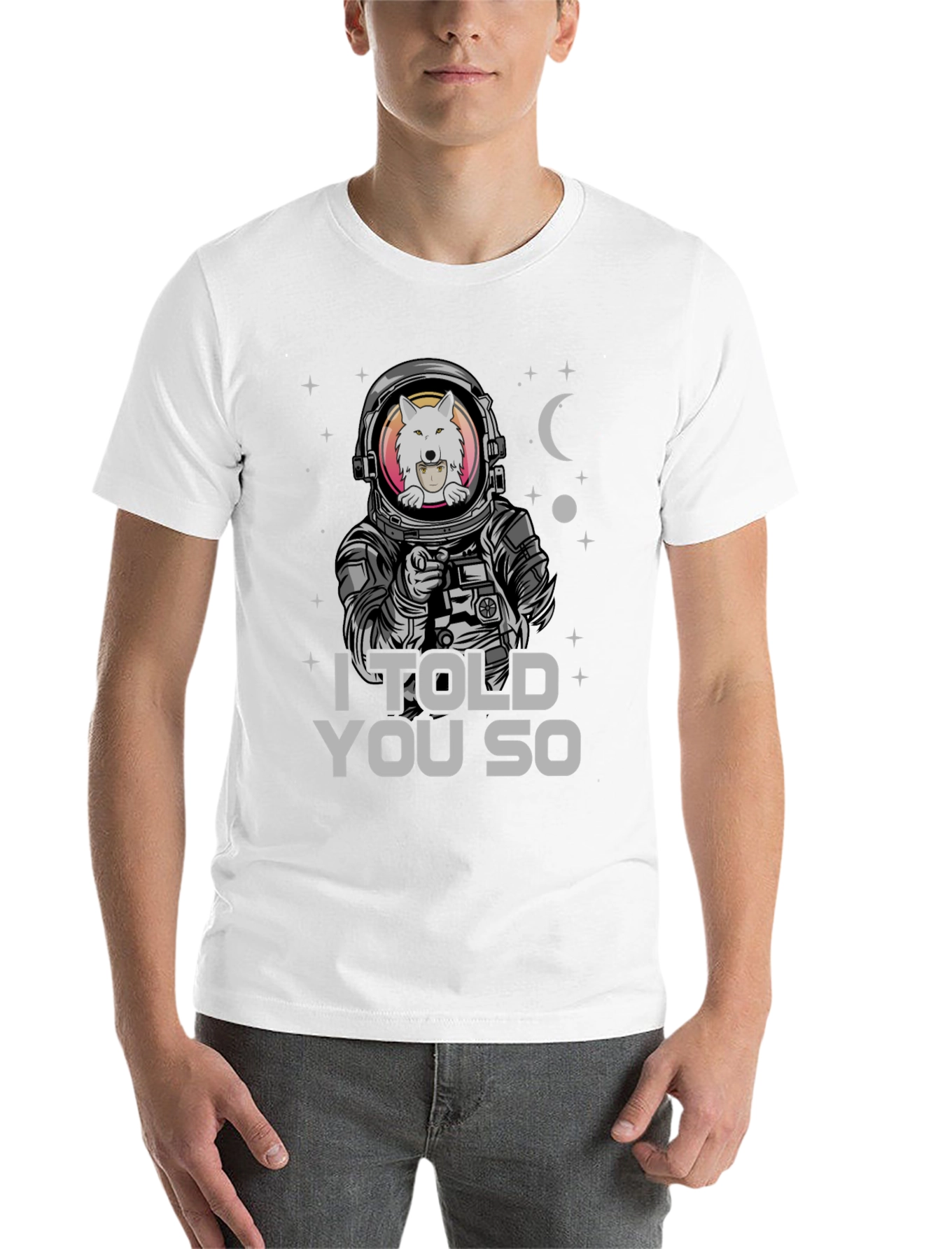 Black Astronaut Wolf T-Shirt - I Told You So view 14