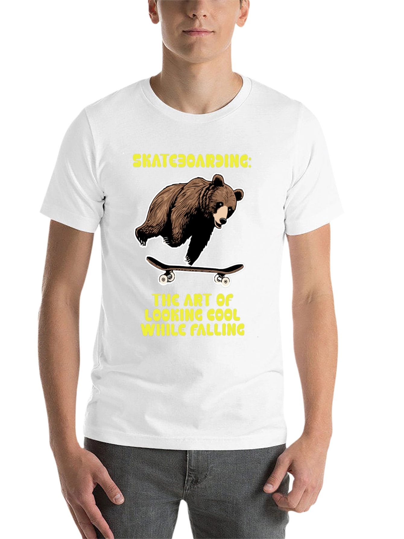 Black Skateboarding Bear Graphic Tee view 14