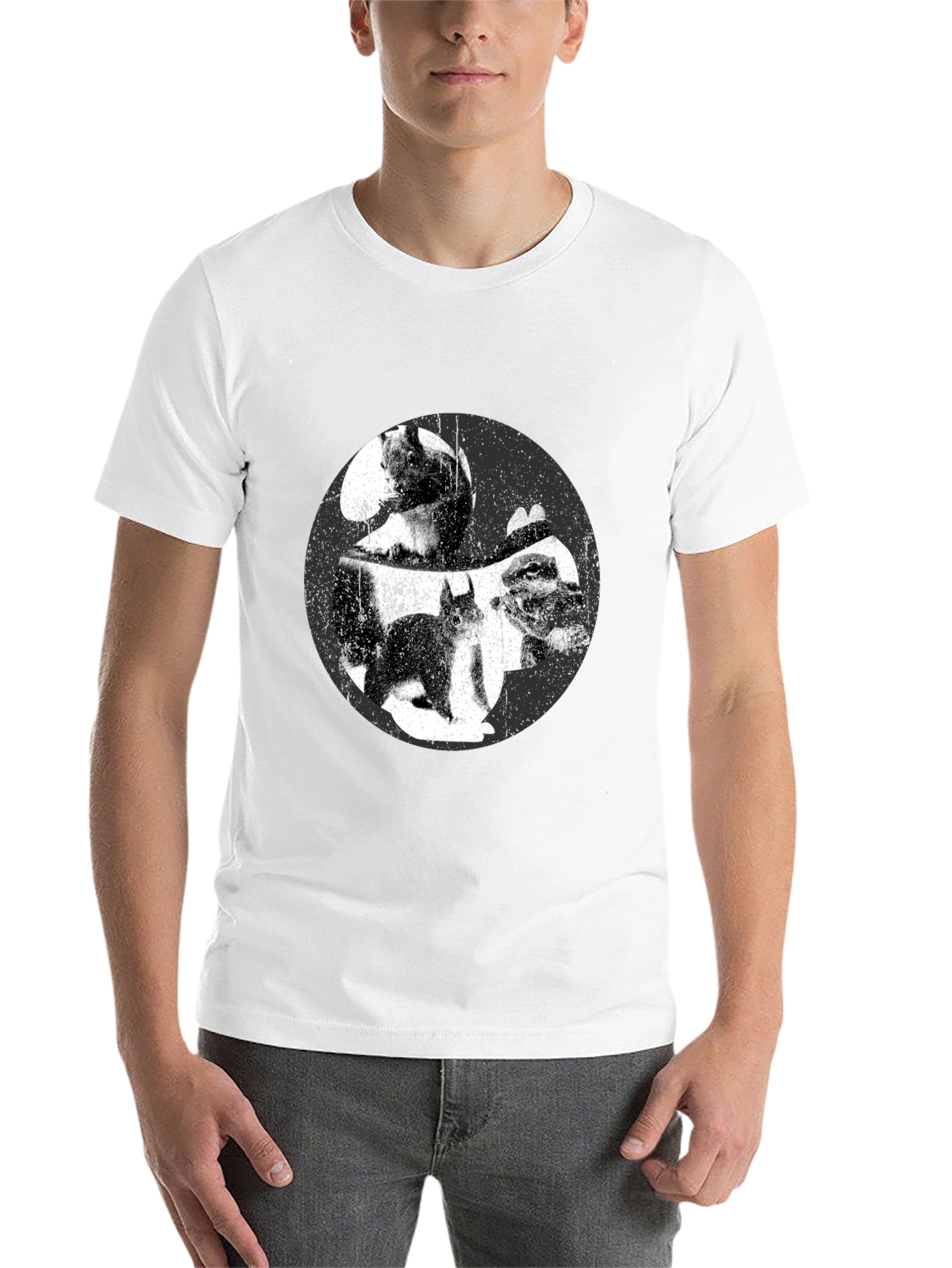 Black Squirrel Yin Yang Graphic T-Shirt - Black view 14