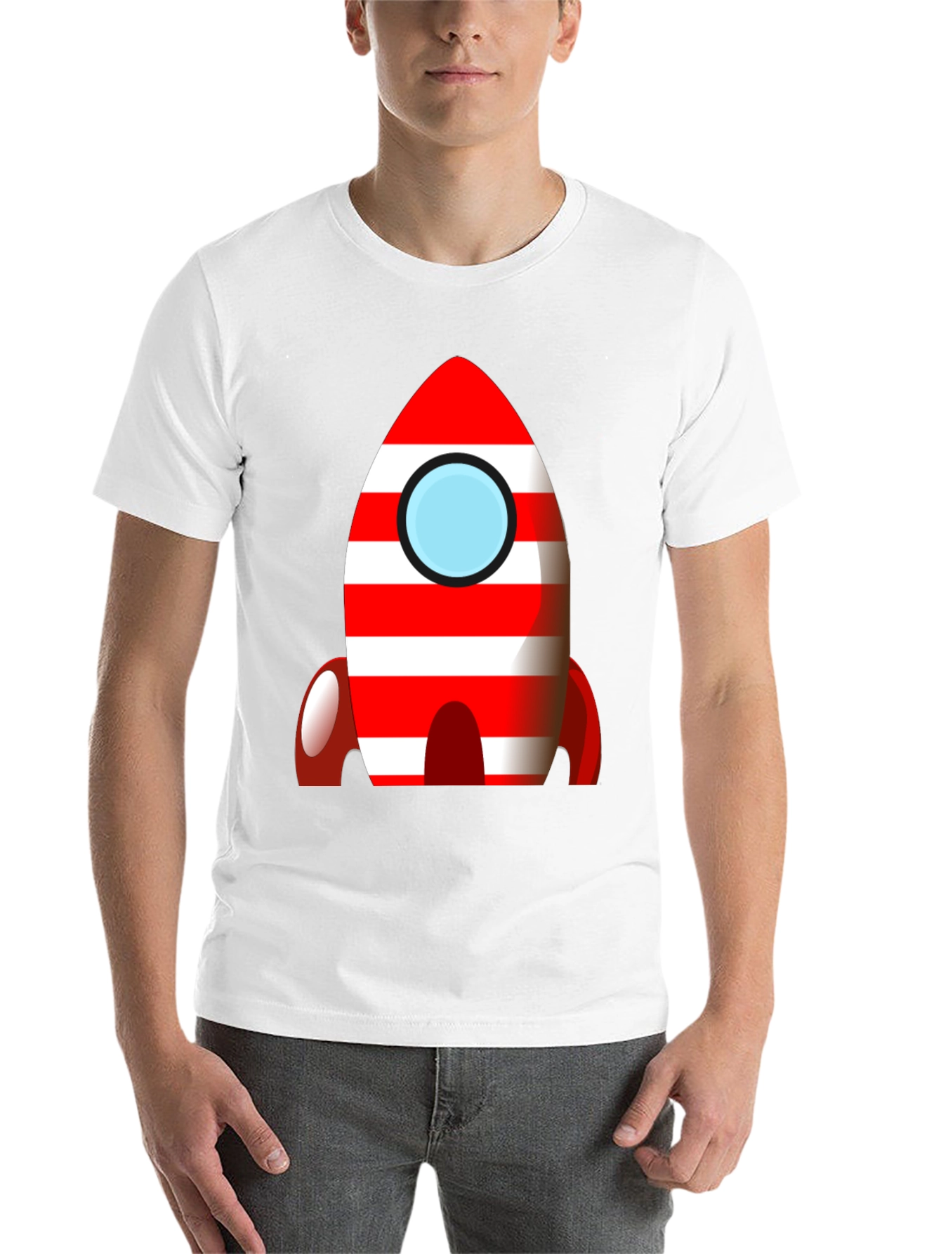 Black Retro Rocket T-Shirt - Bold Striped Design view 14