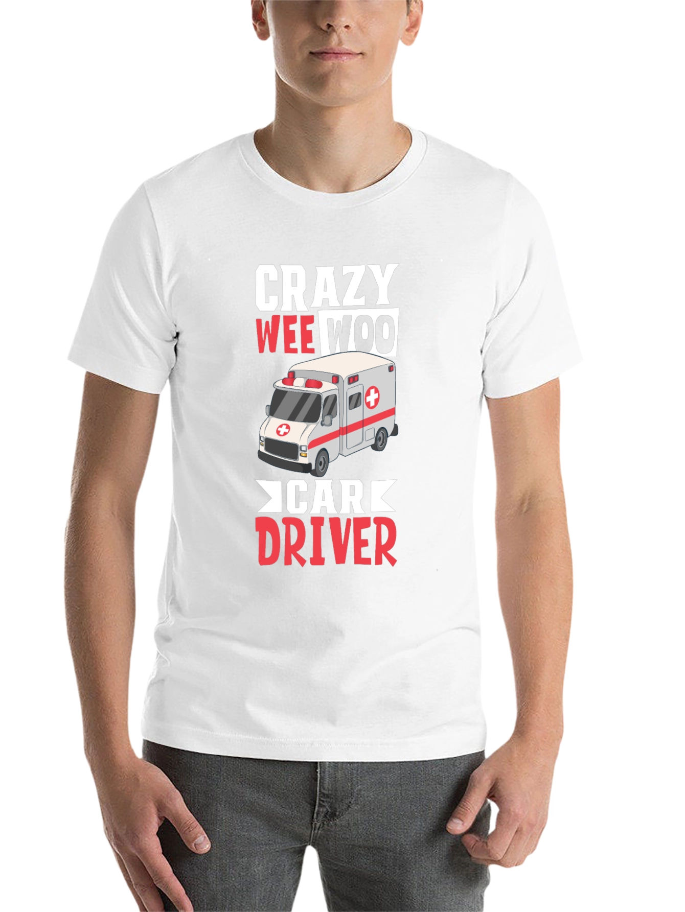 Black Crazy Wee Woo Car Driver T-Shirt view 14