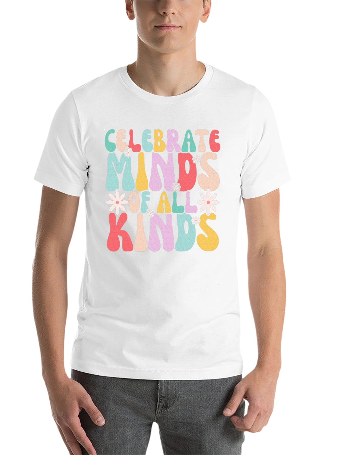 Black Celebrate Minds T-Shirt, Retro Design view 14