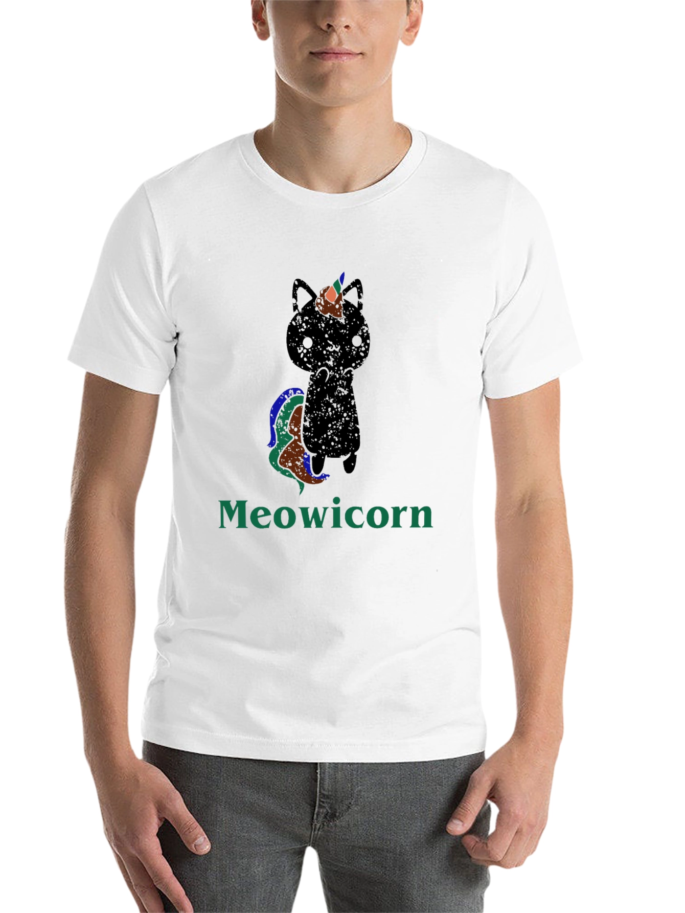Black Meowicorn T-Shirt - Quirky Cat Unicorn Tee view 14