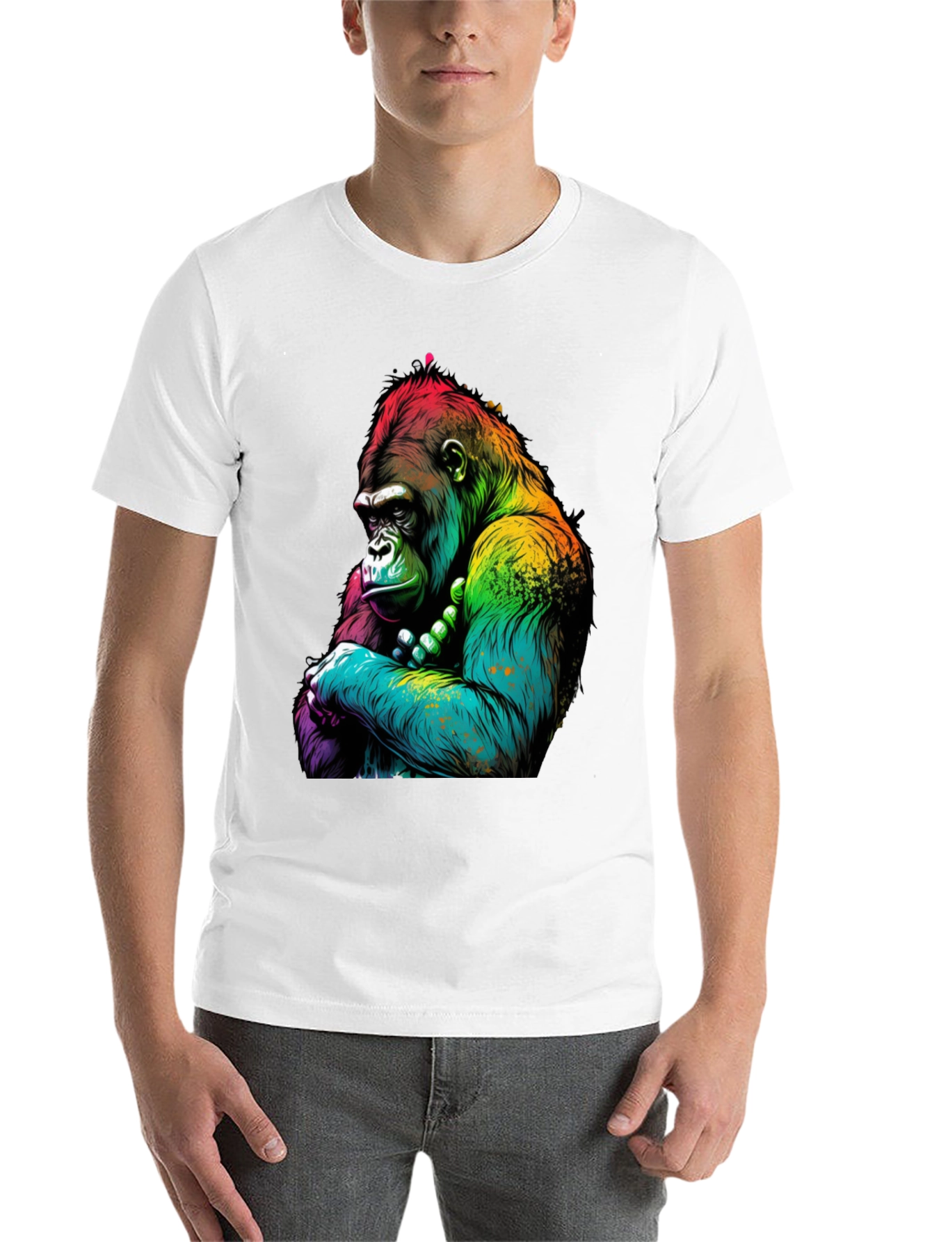 Black Rainbow Gorilla Graphic Tee - Bold Ape Design view 14