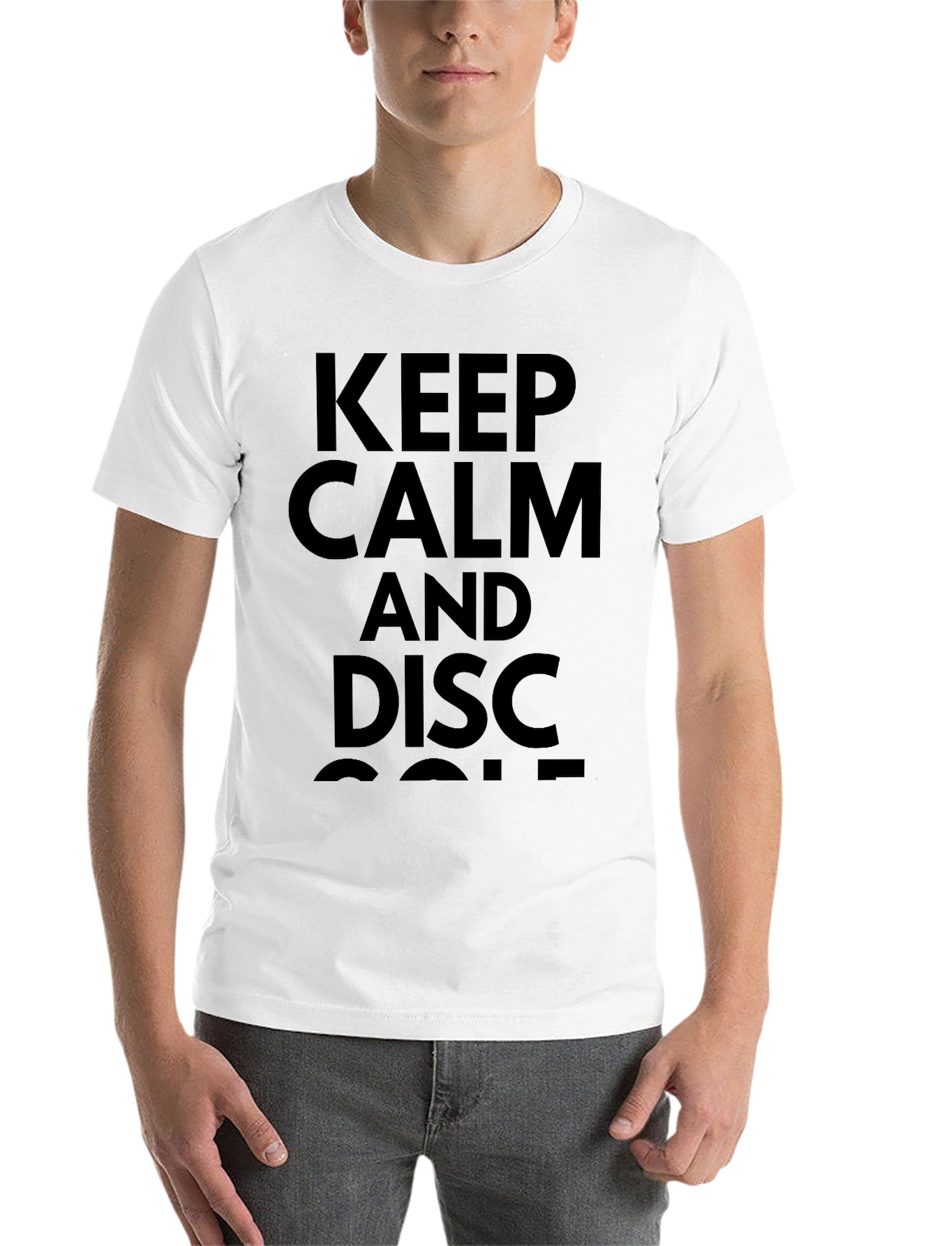 Black Keep Calm & Disc Golf Tee - Funny Disc Golf T-Shirt view 14