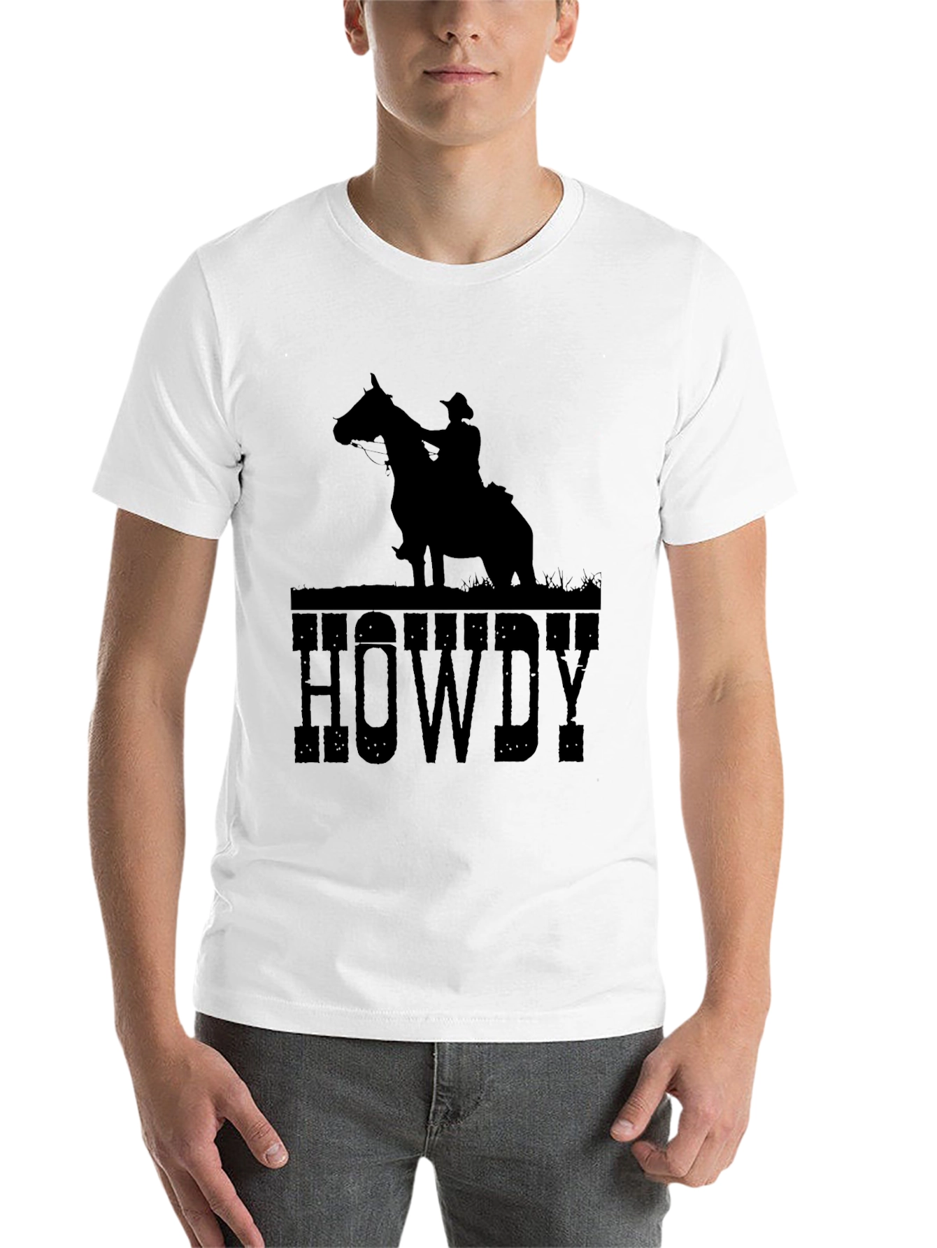 Black Howdy Cowboy Silhouette Graphic Tee - Black view 14